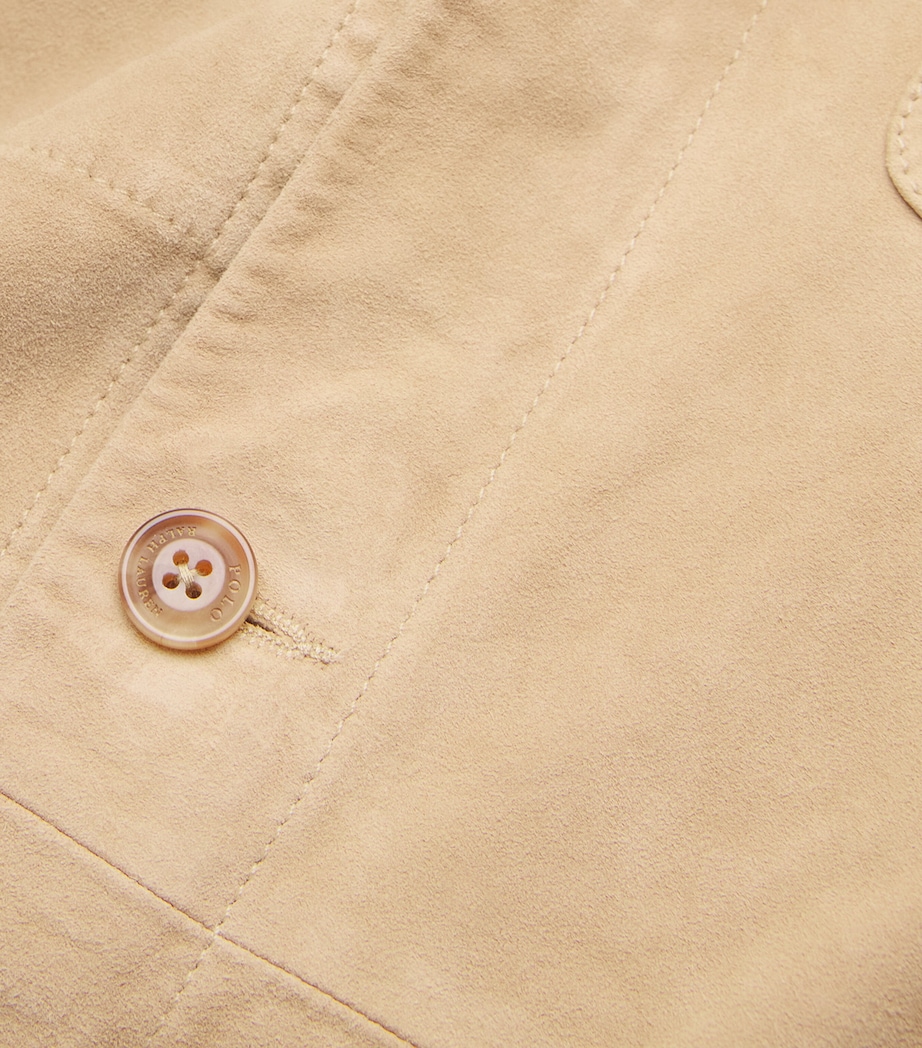 Polo Ralph Lauren Mens Suede Overshirt Beige/khaki Image 5