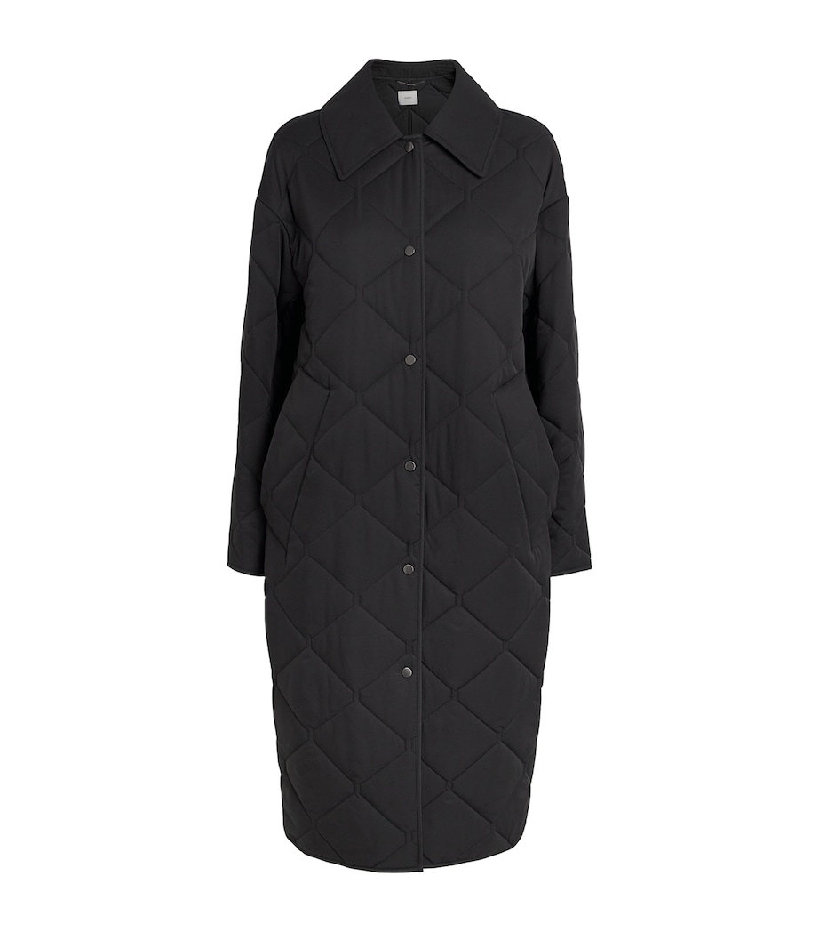 Diamond Quilted Penny Coat BLACK Image 1