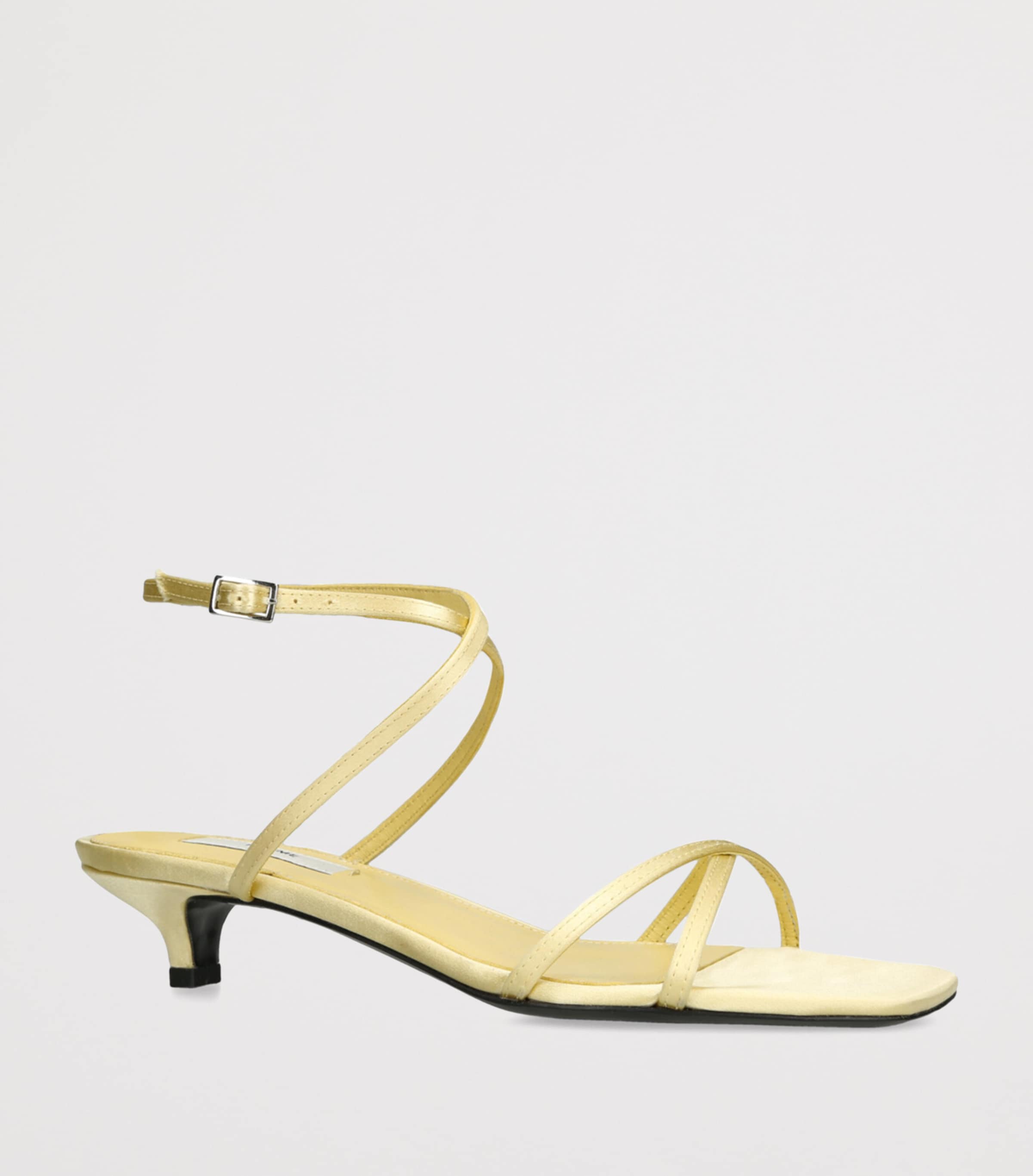 Satin Crossover Heeled Sandals 35 YELLOW Image 3