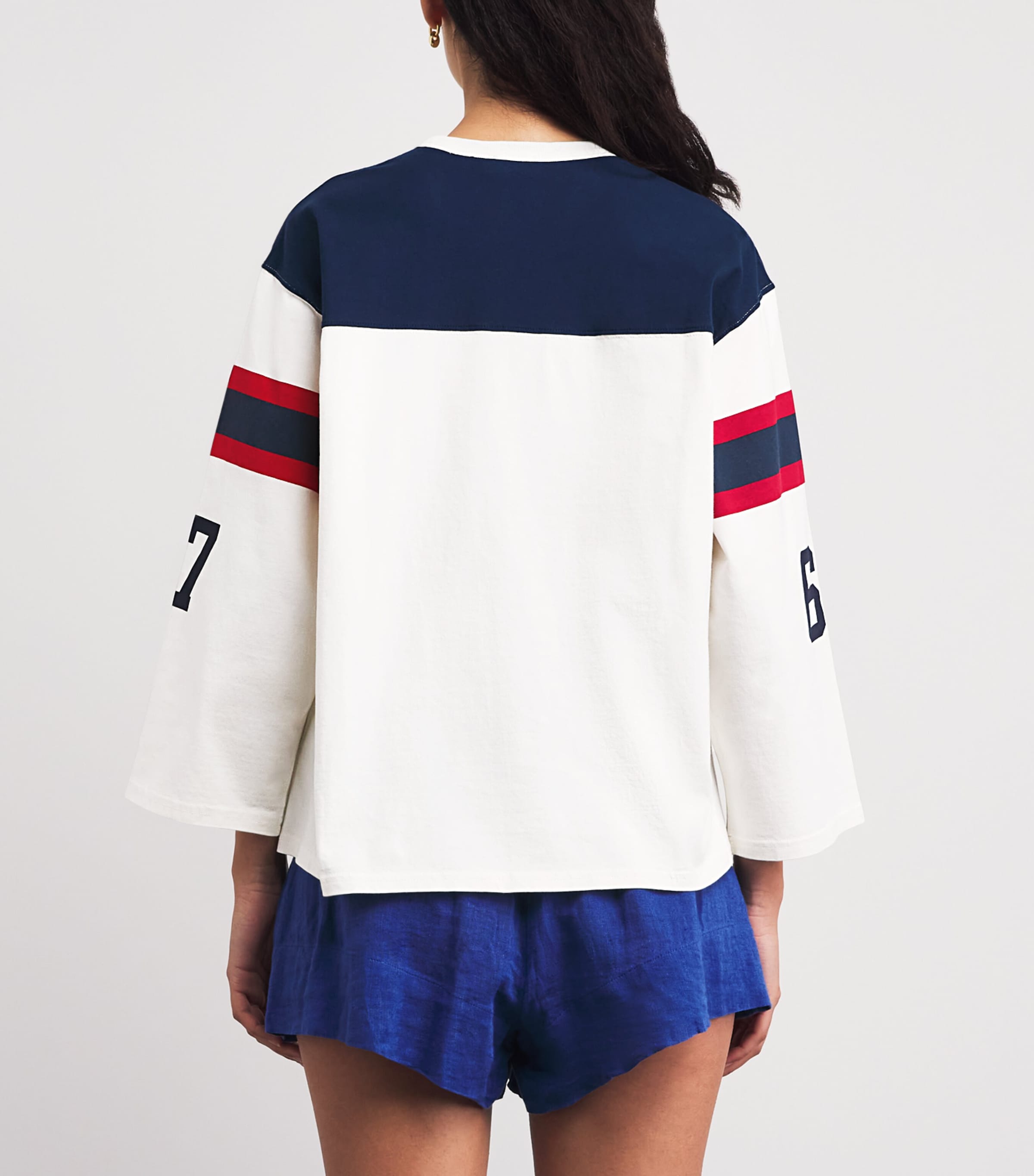 Polo Ralph Lauren Womens Cotton Sitting Bear T-Shirt Warm Wht/newport Nvy Image 5