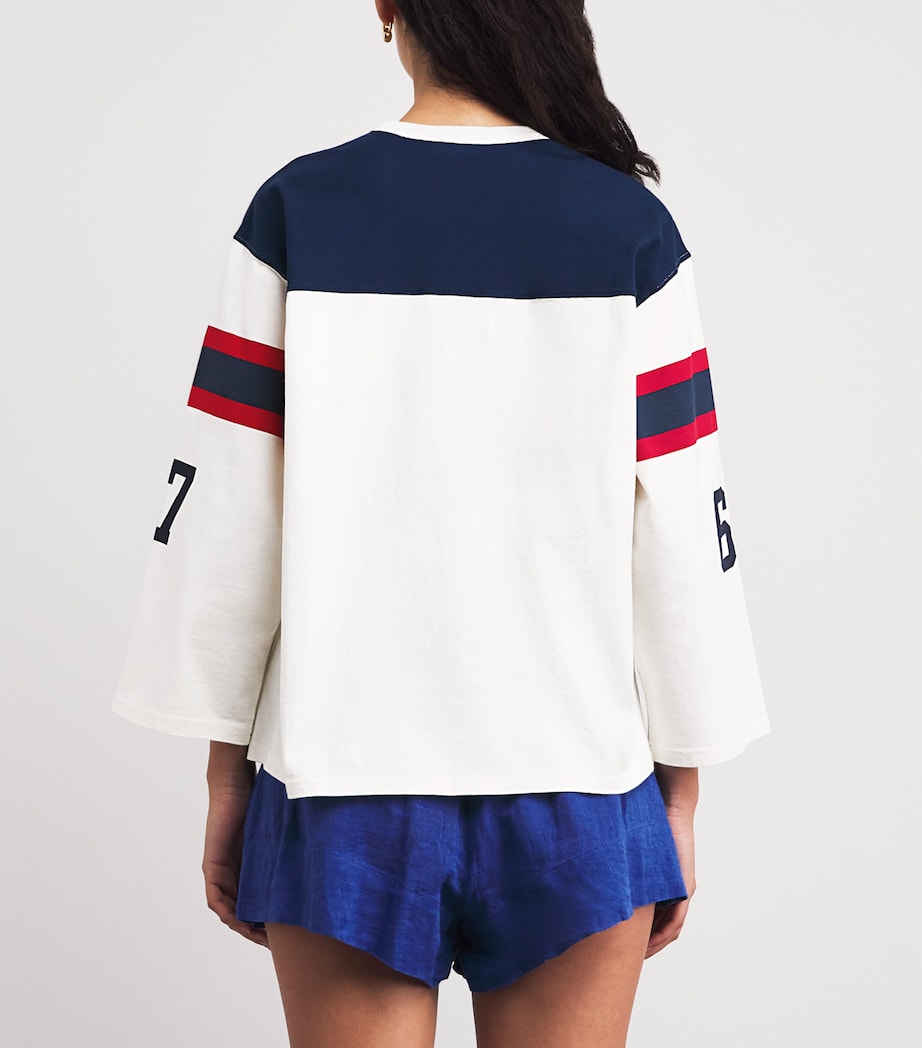 Polo Ralph Lauren Womens Cotton Sitting Bear T-Shirt Warm Wht/newport Nvy Image 5
