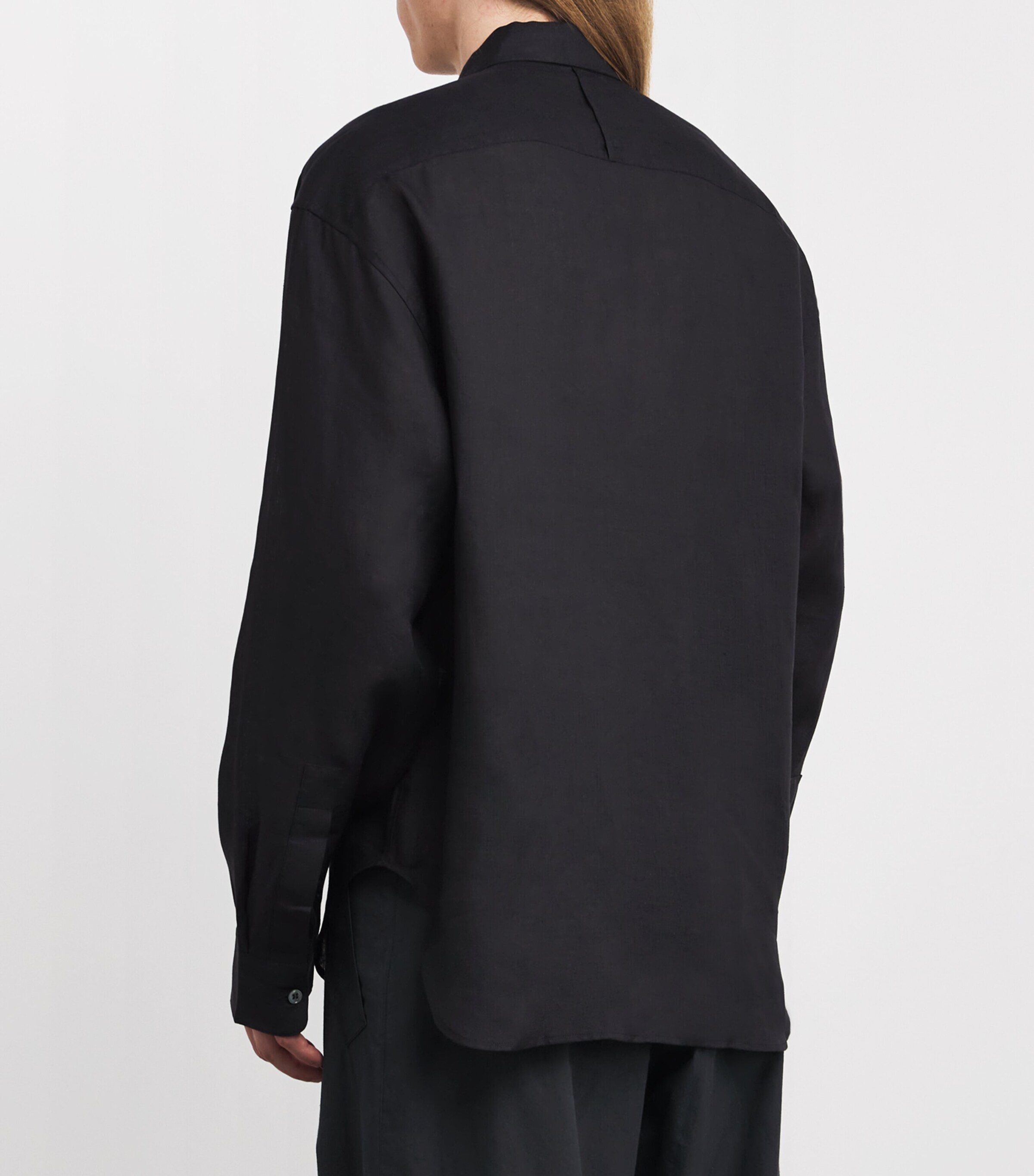 Studio Nicholson Mens Linen Rafe Shirt Darkest Navy Image 4