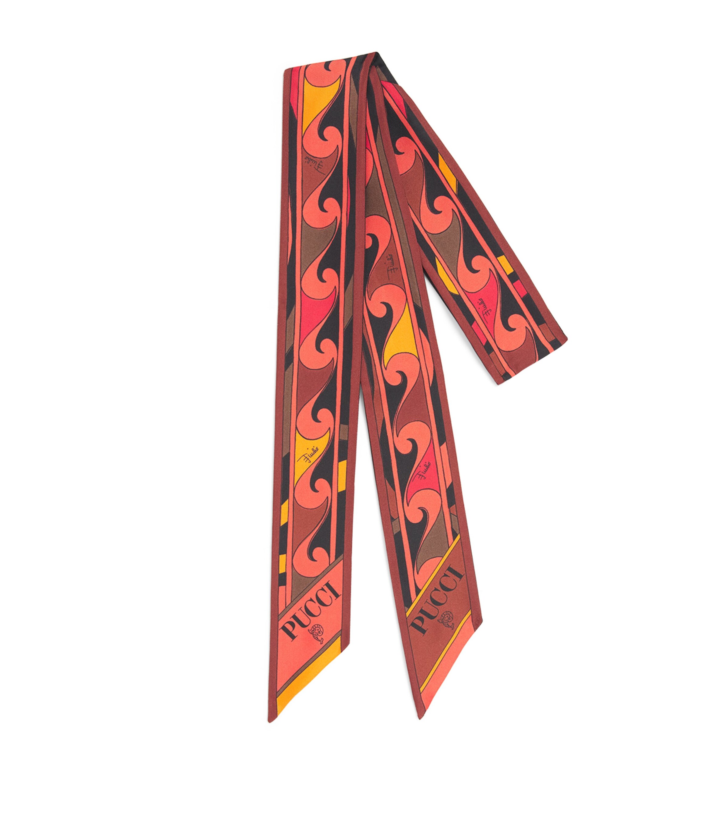 PUCCI Silk Printed Scarf Orange Image 1