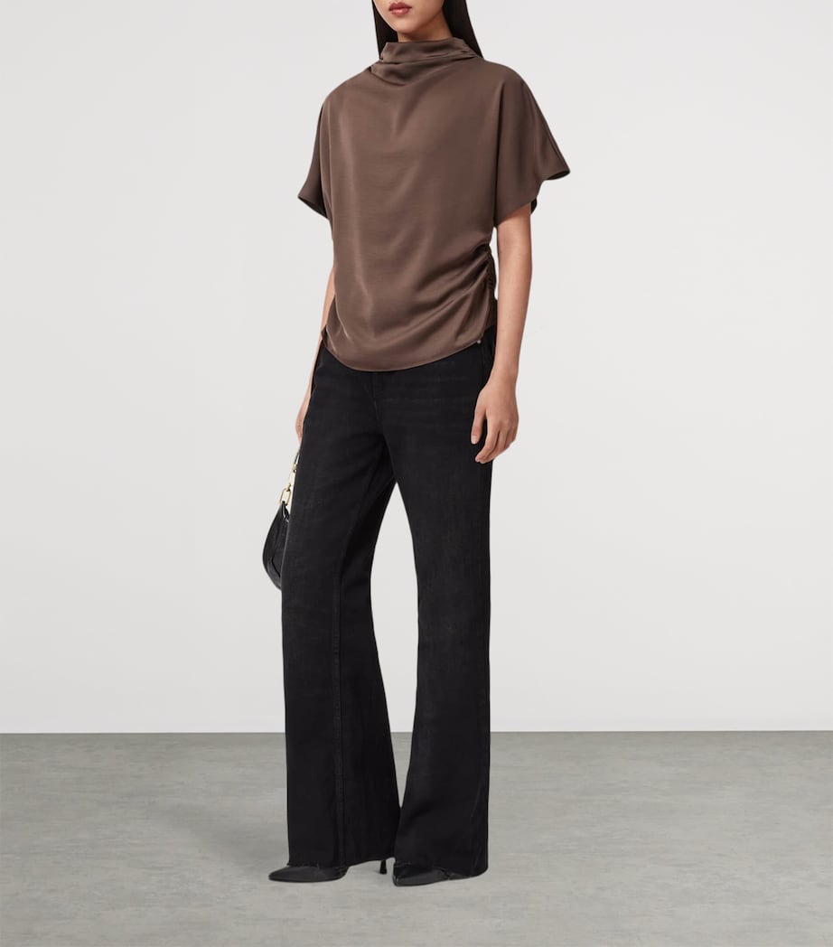 AllSaints Womens Draped Leslie Top Pot Brown Image 6