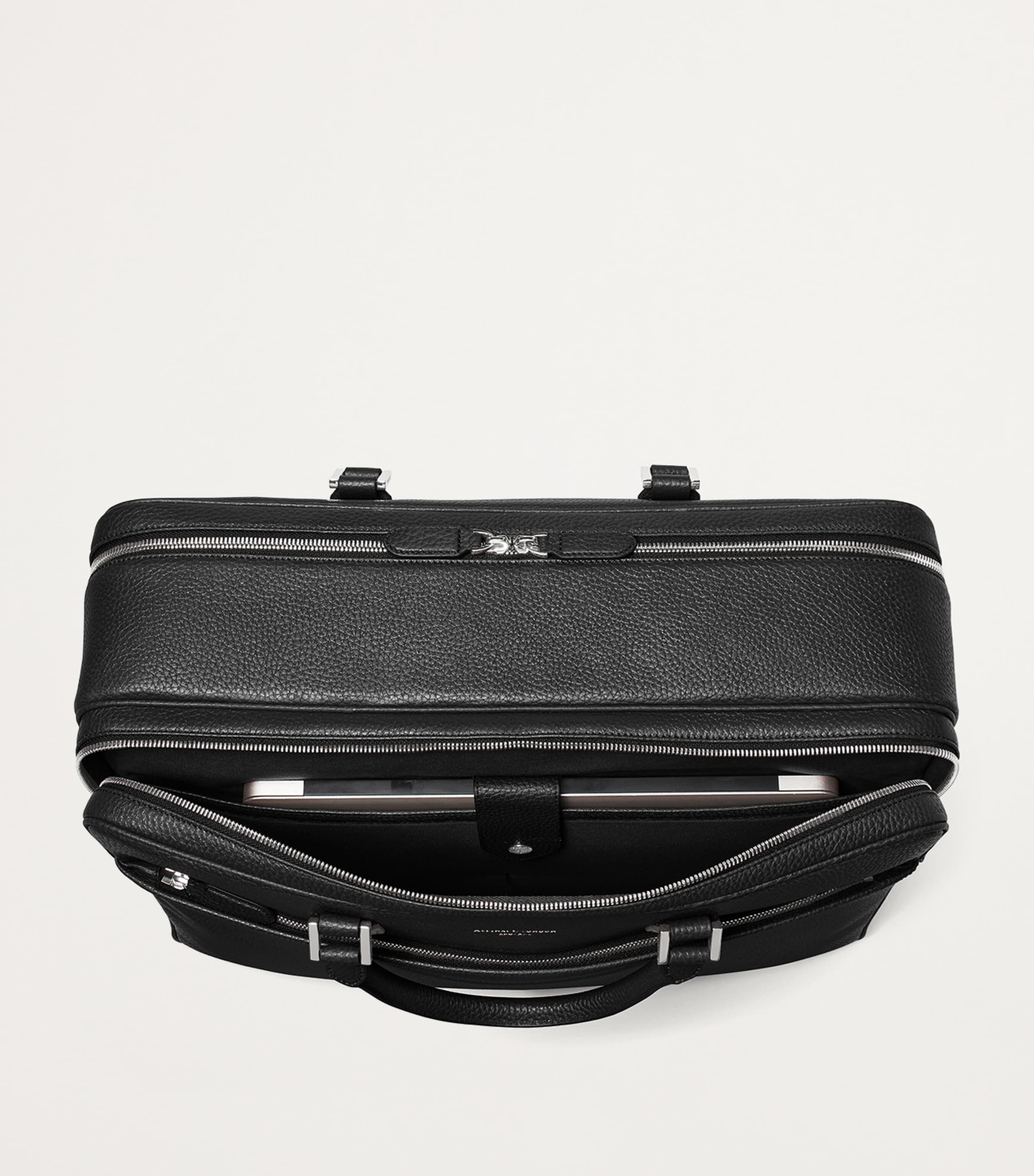 Leather 48 Hour Mount Street Travel Bag BLACK Image 6