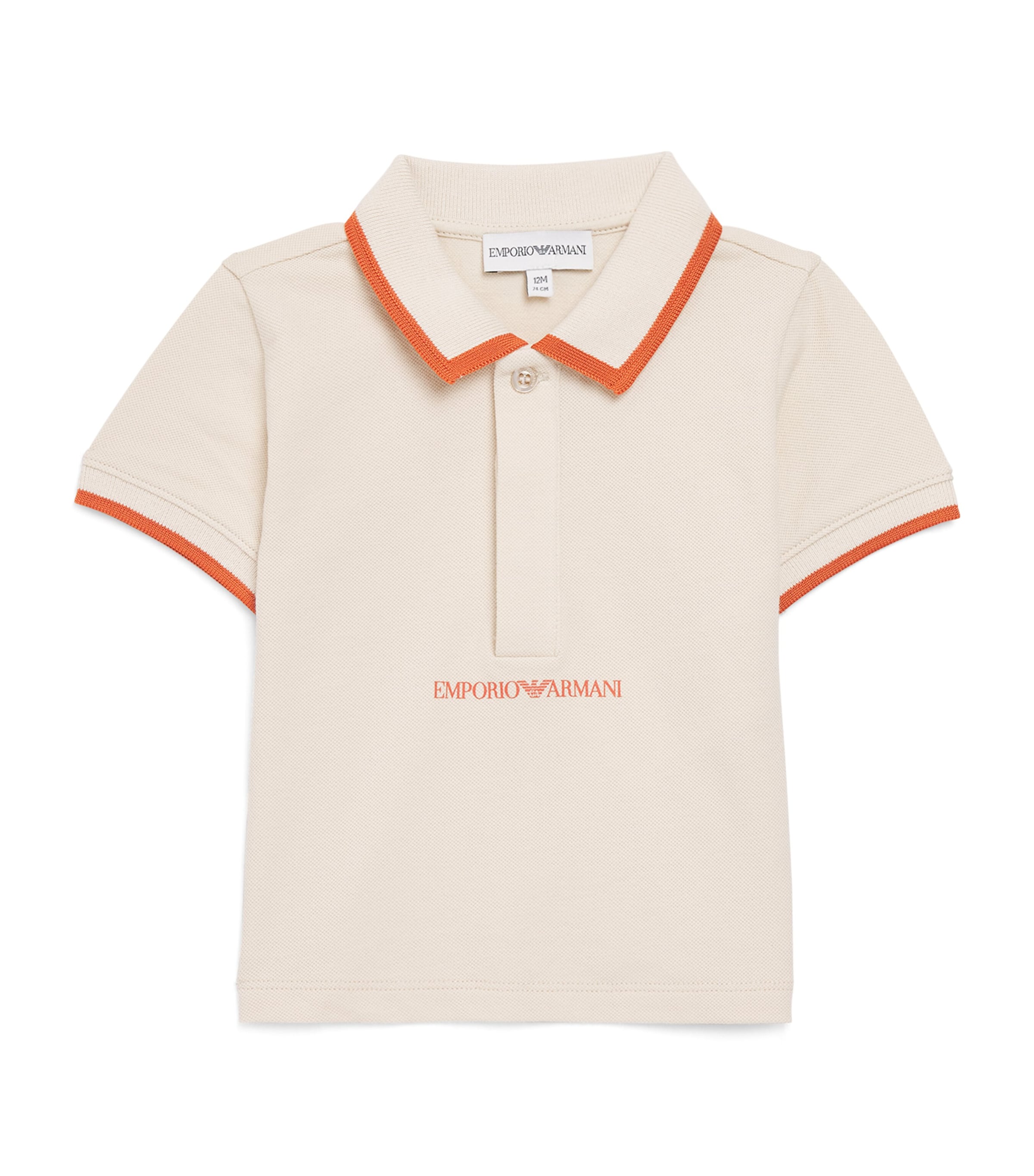 Emporio Armani Kids Ivory Stretch-Cotton Logo Polo Shirt (6-36