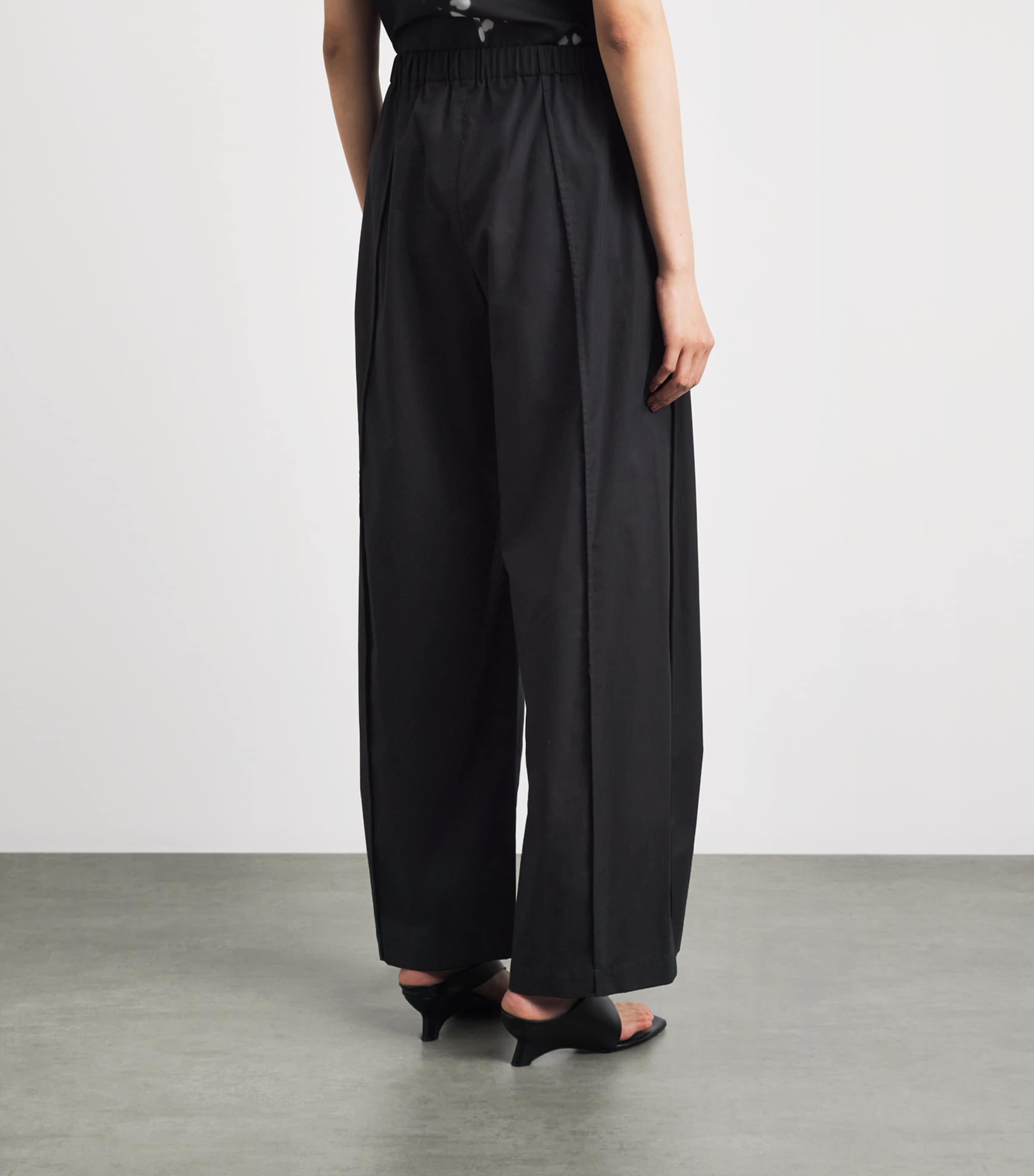 Theory Womens Cotton Parachute Wide-Leg Trousers Black Image 5