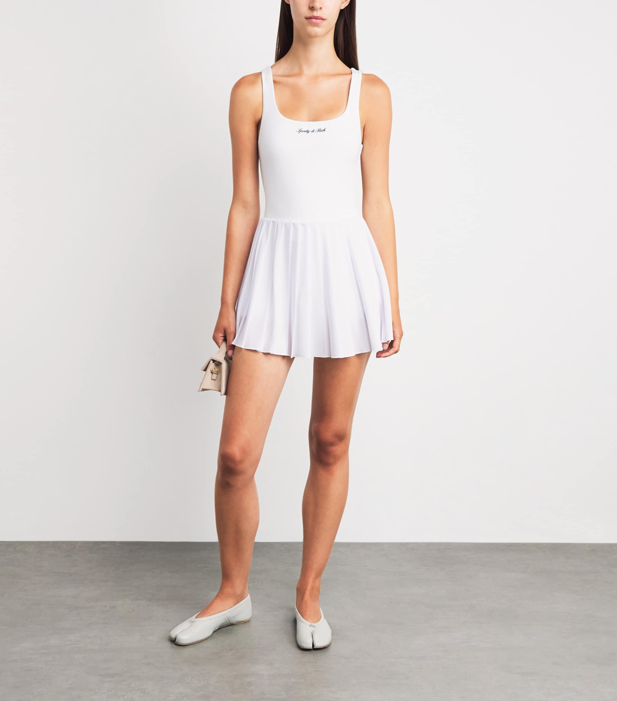 Sporty & Rich Womens Logo Court Mini Dress White Dark Navy Image 2
