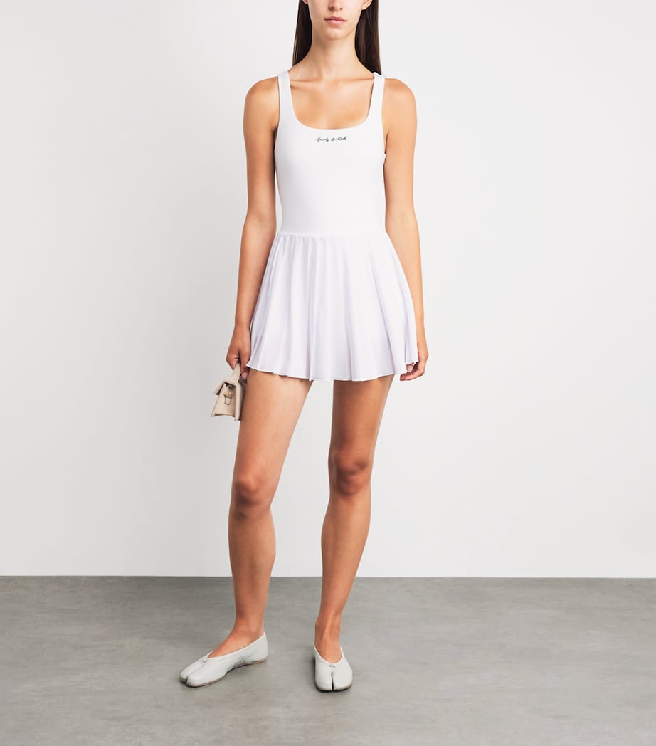 Sporty & Rich Womens Logo Court Mini Dress White Dark Navy Image 2