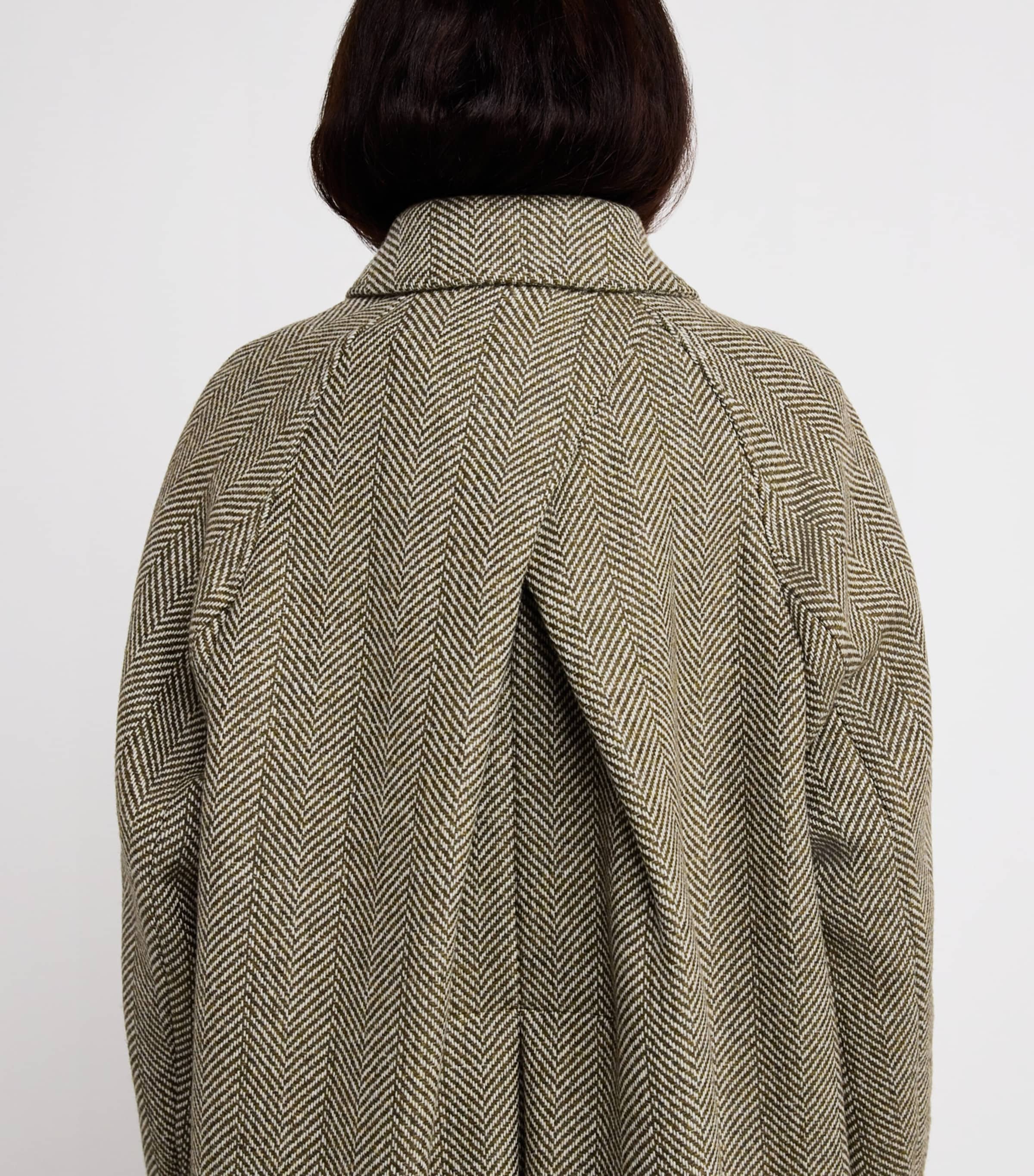 Wool-Blend Herringbone Coat GREEN Image 6