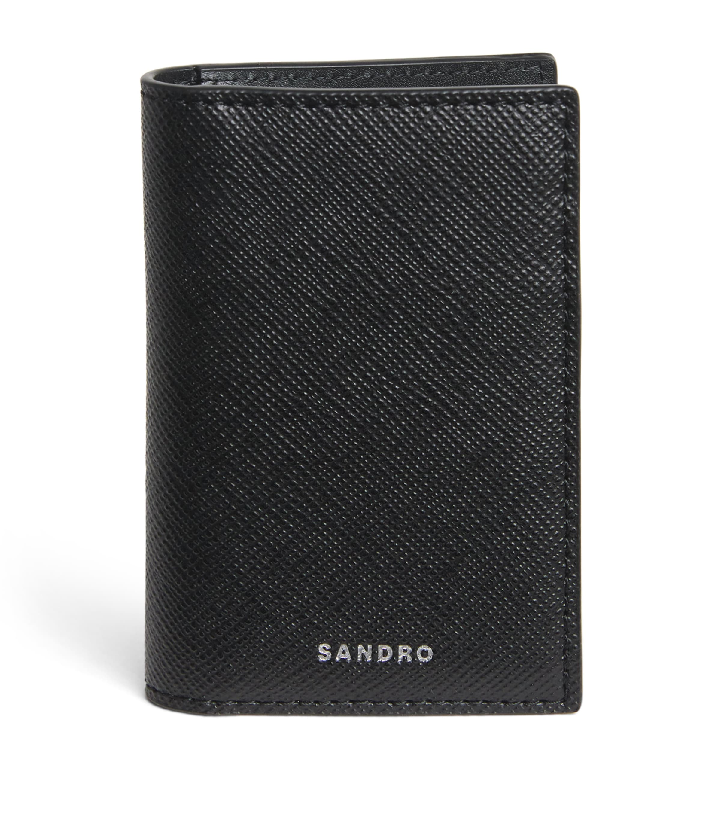 Sandro Faux Leather Bifold Card Holder In Black