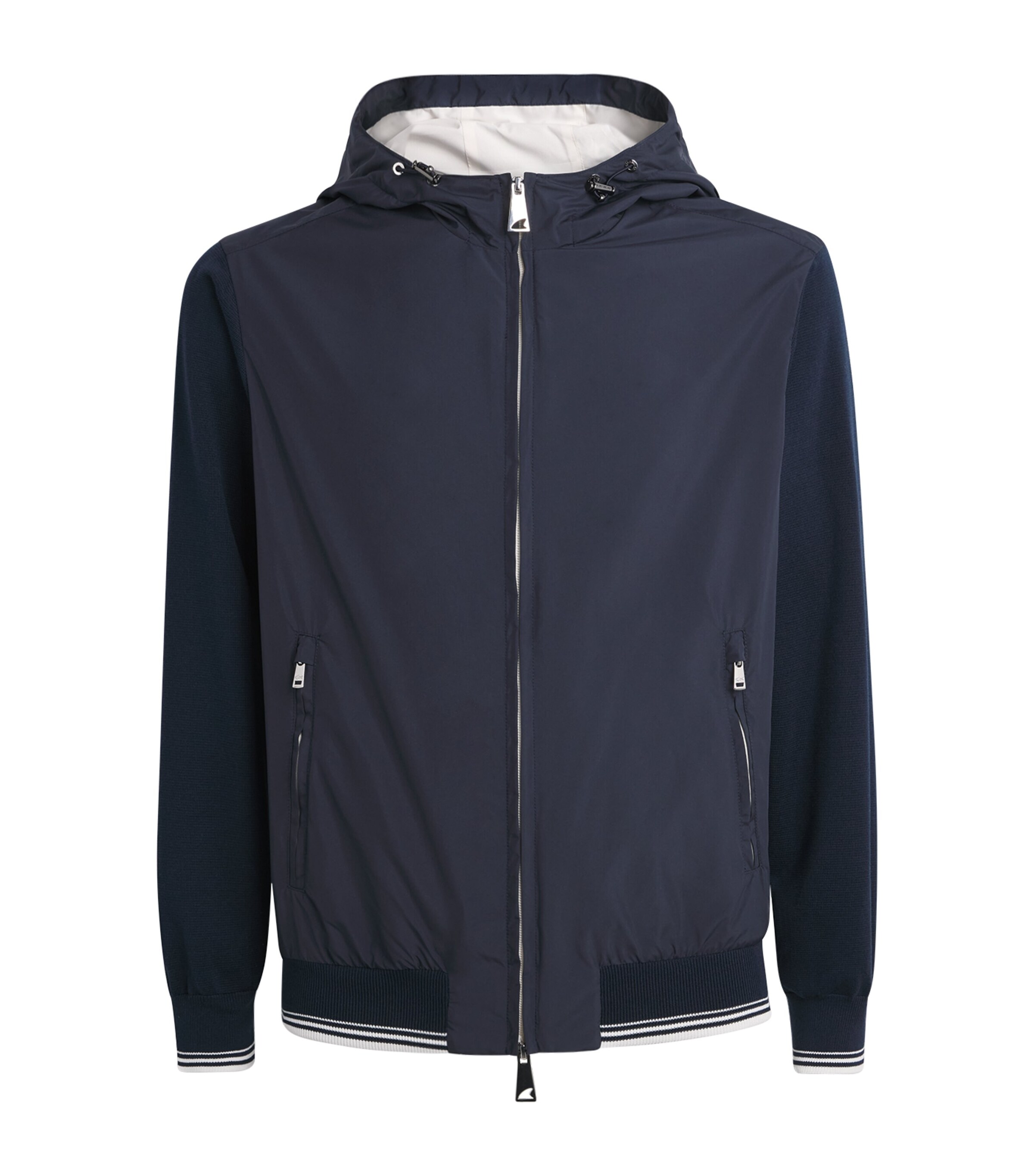 Paul & Shark Mens Cotton Hybrid Hooded Bomber Jacket Blue Image 1