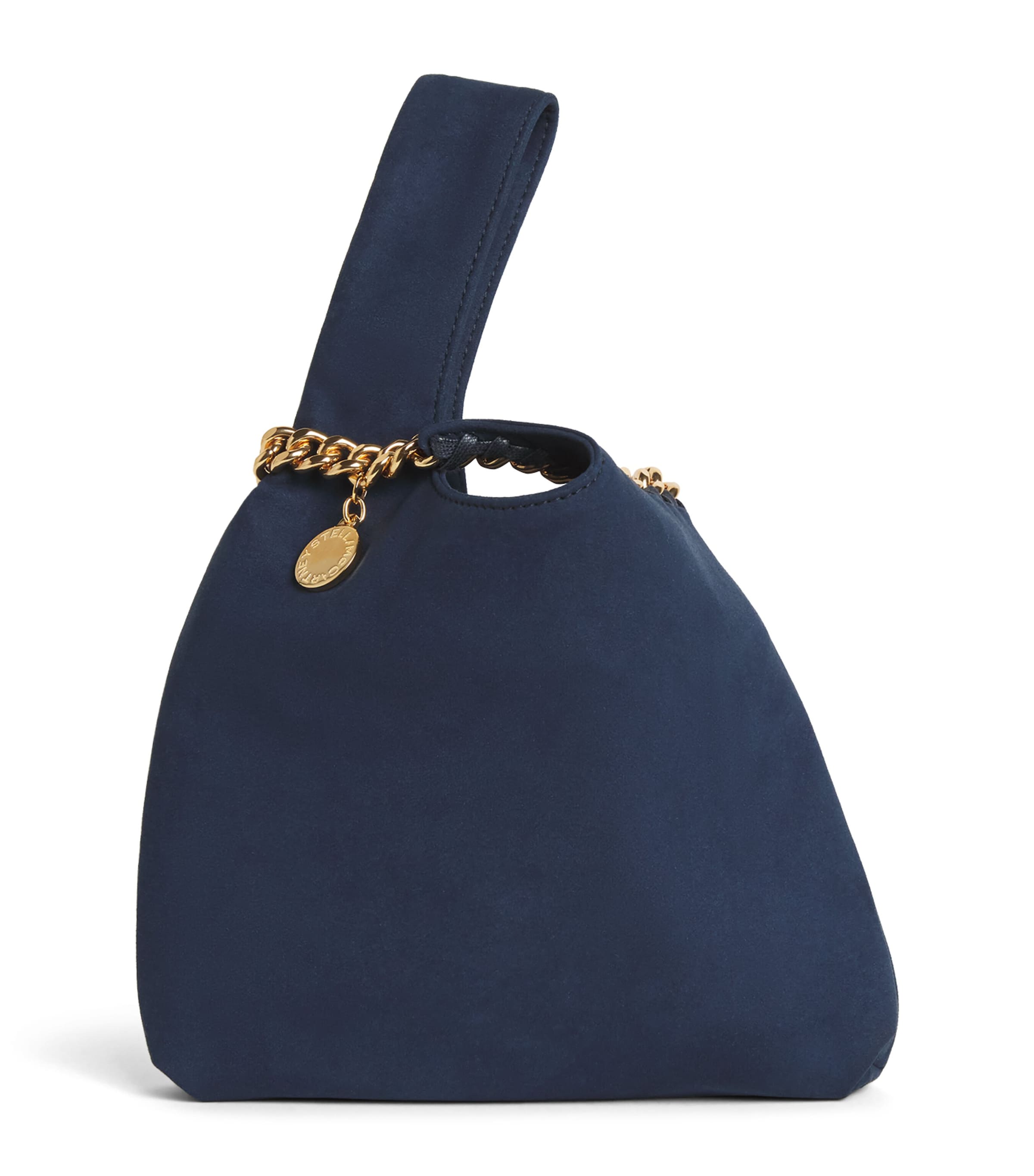 Stella McCartney Faux Suede Falabella Wristlet Clutch Bag Navy Image 1