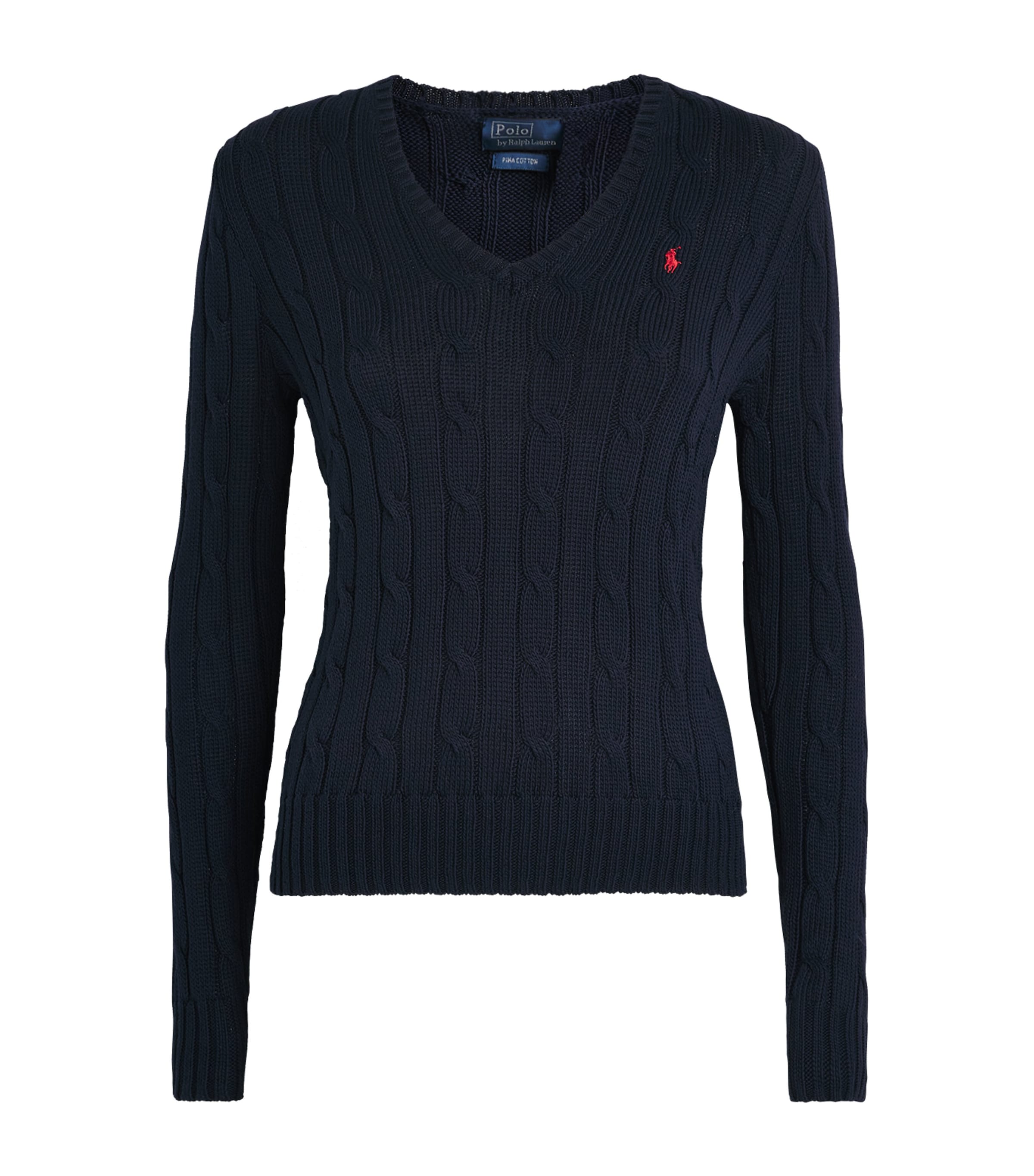 Polo Ralph Lauren Cable-knit Wool-cashmere V-neck Sweater In Blue