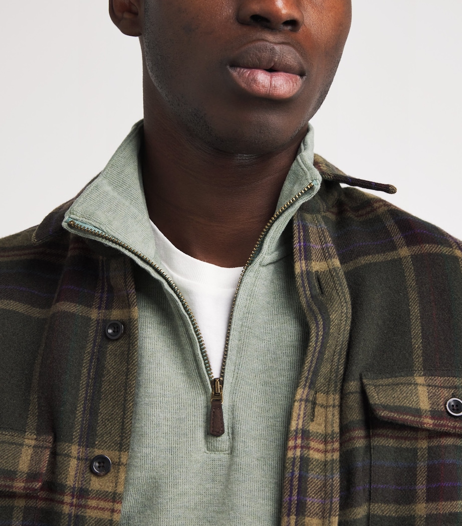 Cotton Logo Quarter-Zip Sweater GREEN HEATHER Image 6