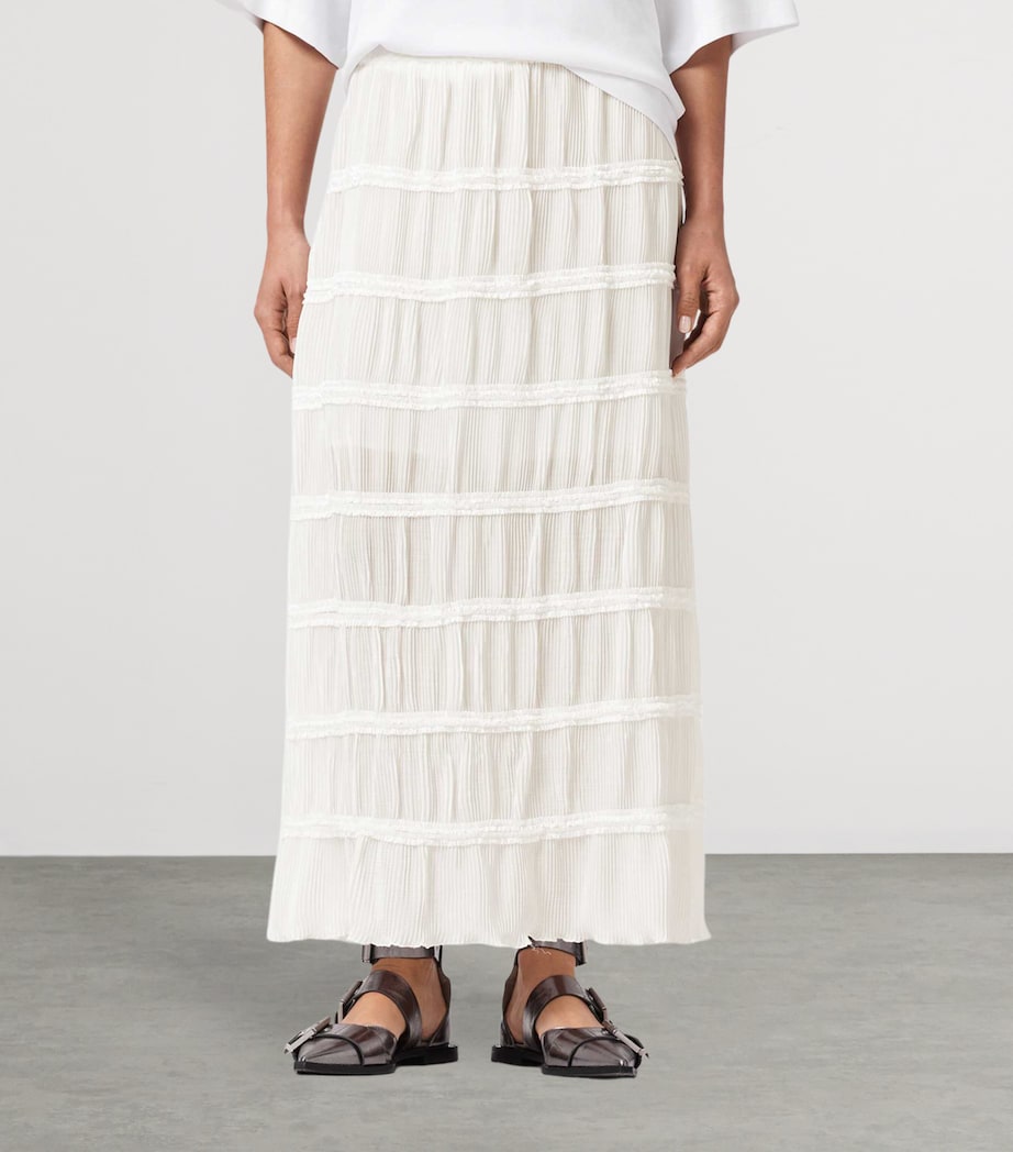 AllSaints Womens Lila Midi Skirt White Image 3