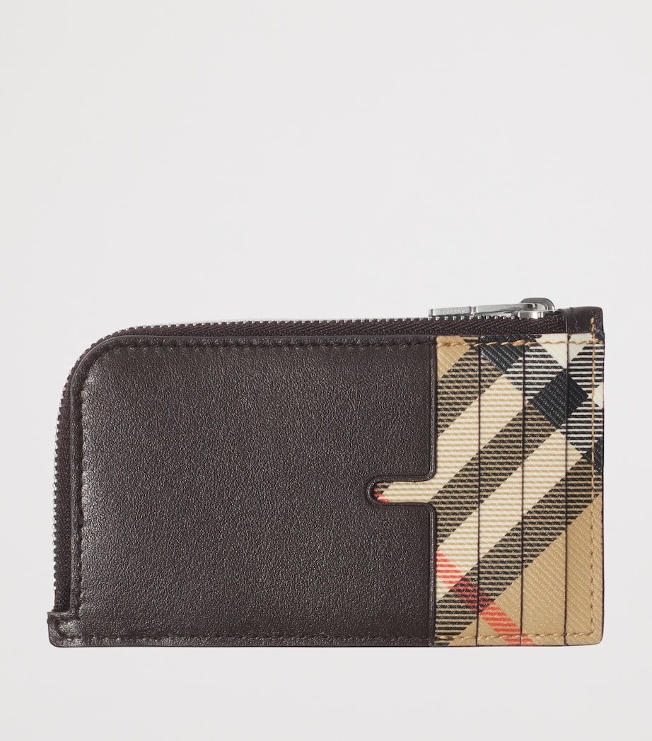 Leather Pop Check Zipped Card Holder SAND Image 2
