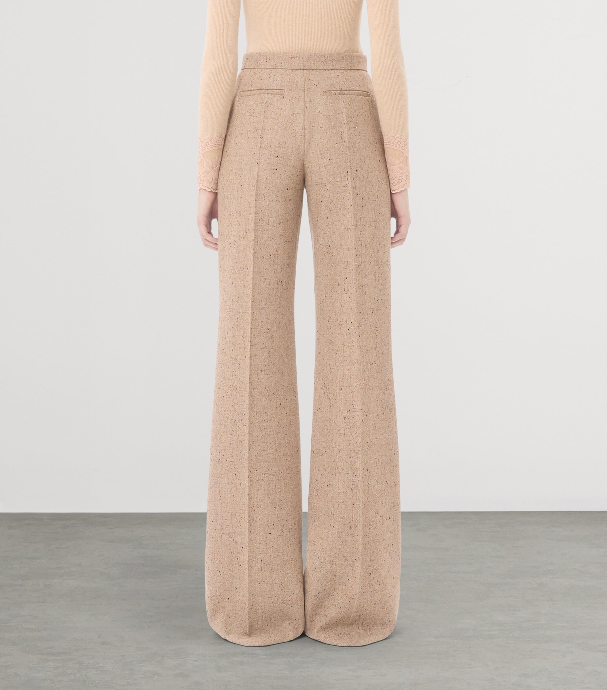 Valentino Womens Virgin Wool Wide-Leg Trousers Image 4