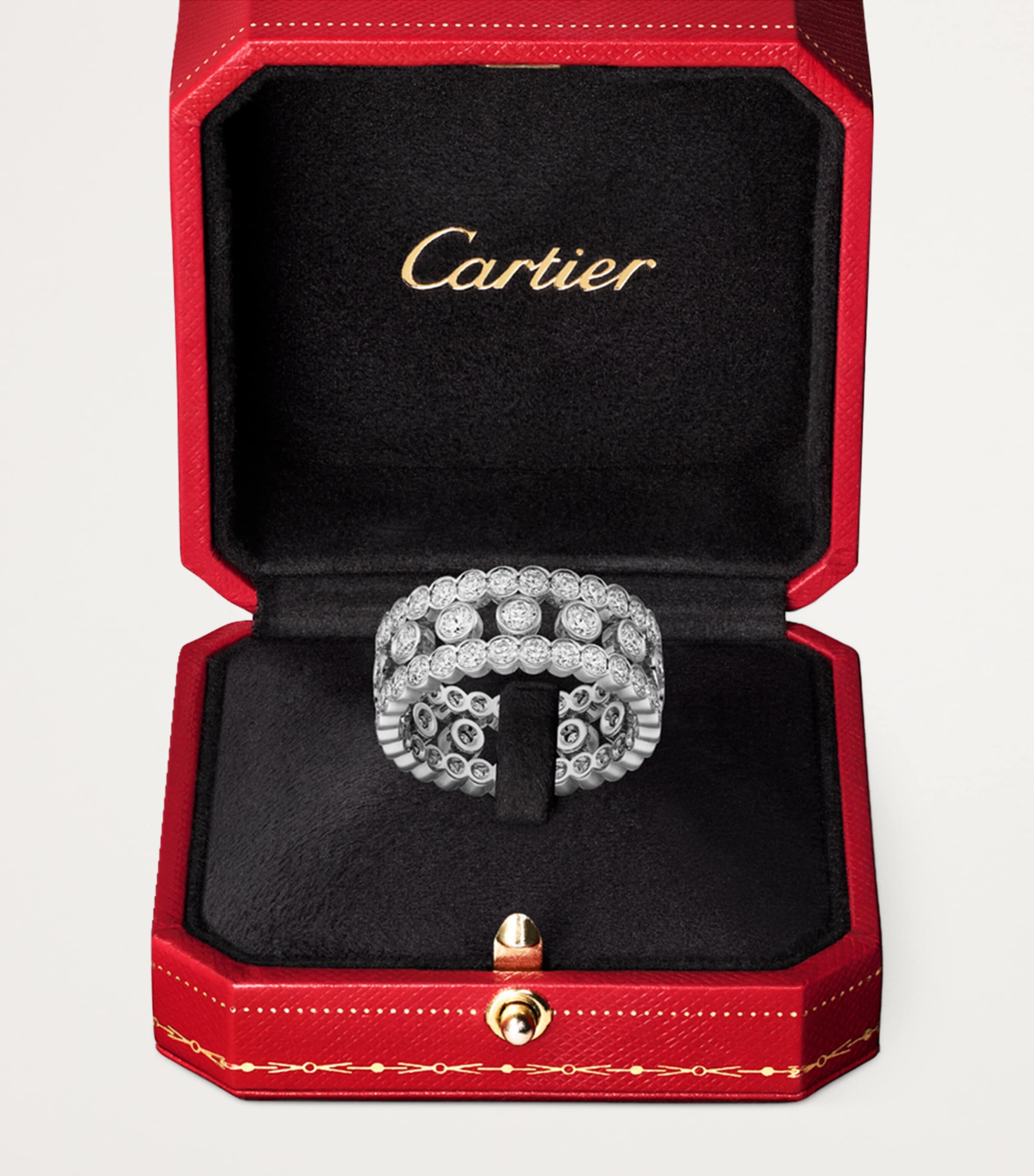 White Gold and Diamond Broderie de Cartier Ring WHITE GOLD Image 3