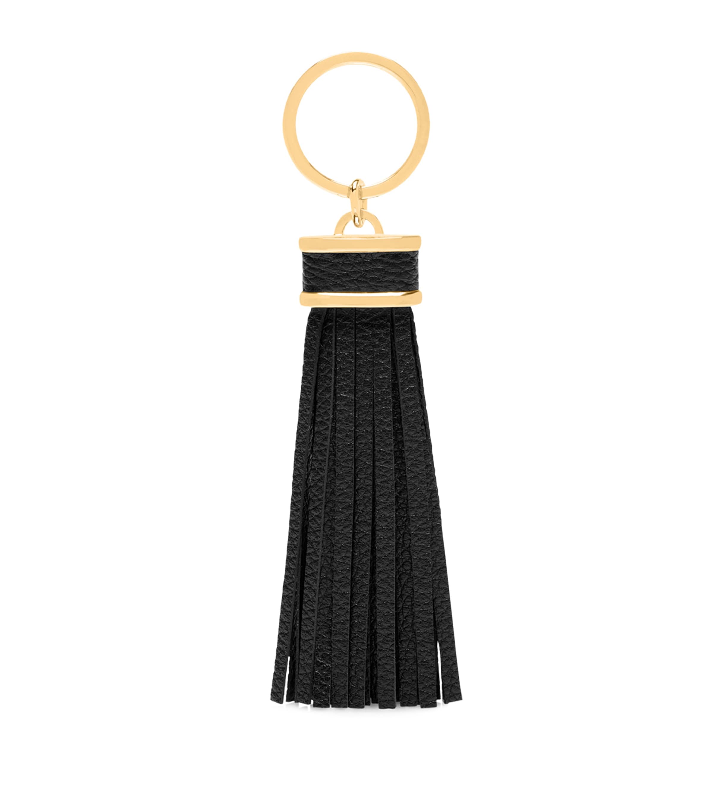 Tom Ford Tasseled Leather Keychain In Black