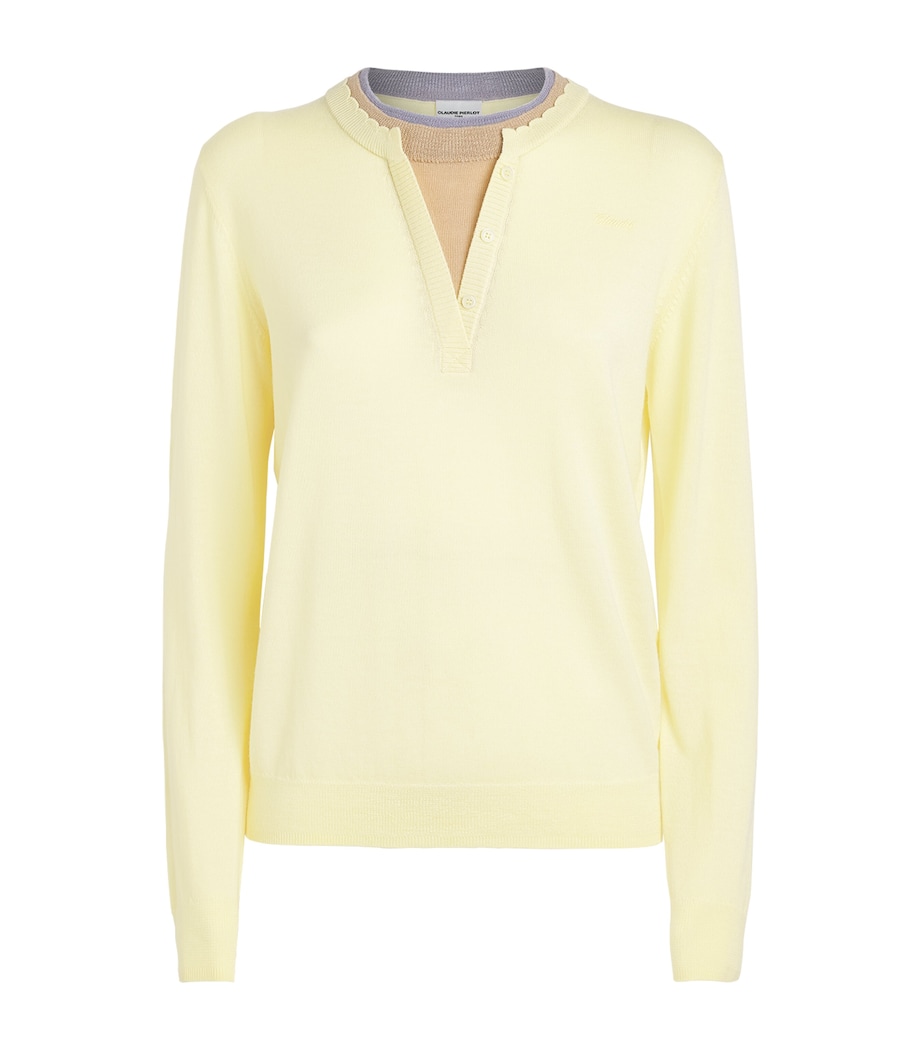 Claudie Pierlot Womens Wool Layered Sweater Baby Yellow Image 1
