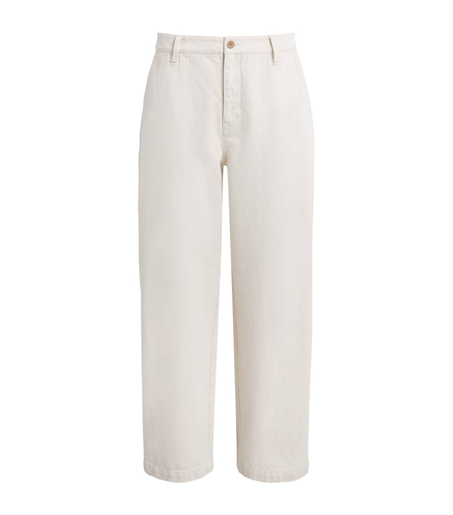 Lafayette 148 Womens Barrel-Leg Jeans Waecr Washed Ecru Image 1