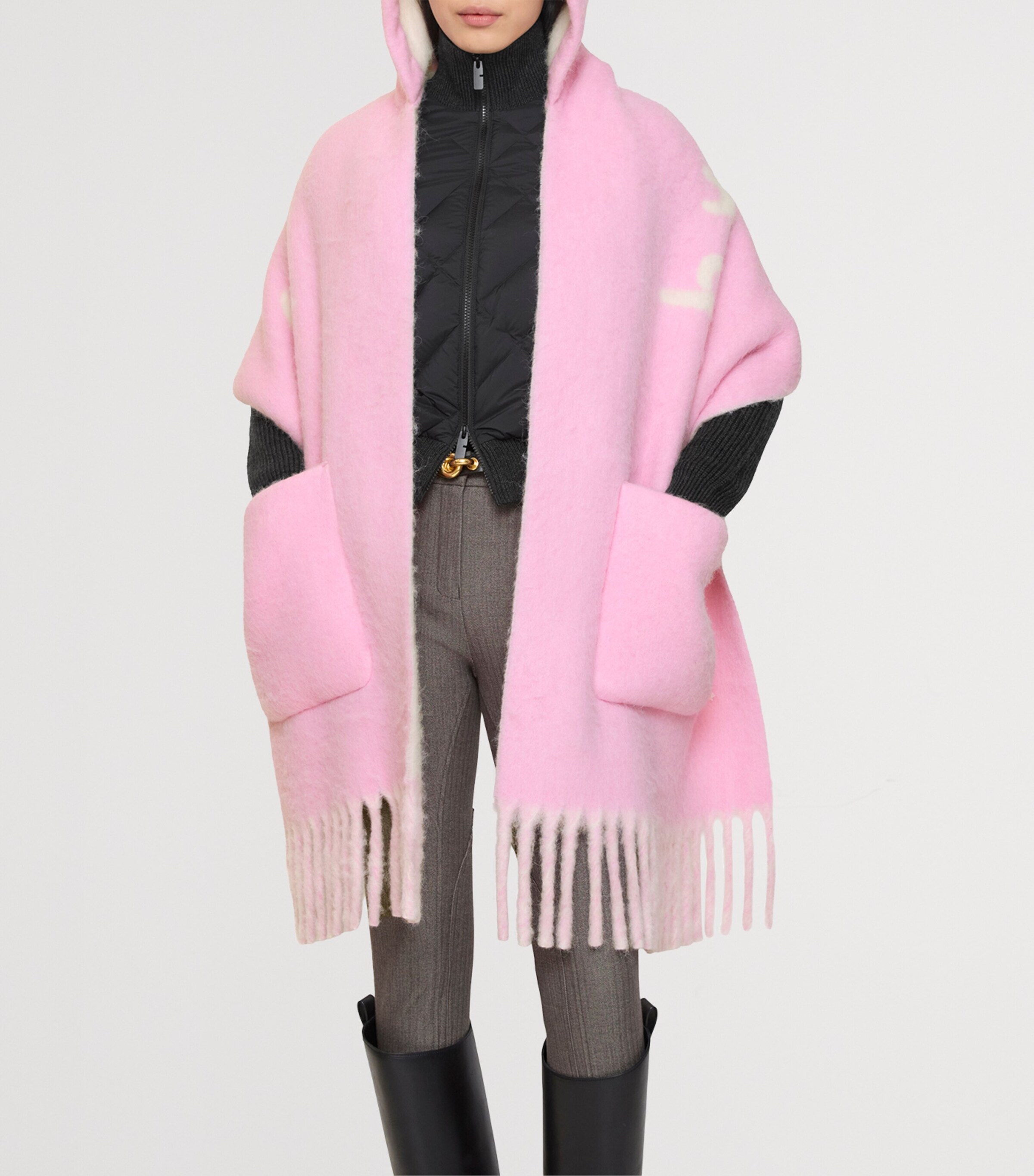 Burberry Wool-Blend Logo Hooded Scarf Sugar Pink Image 4