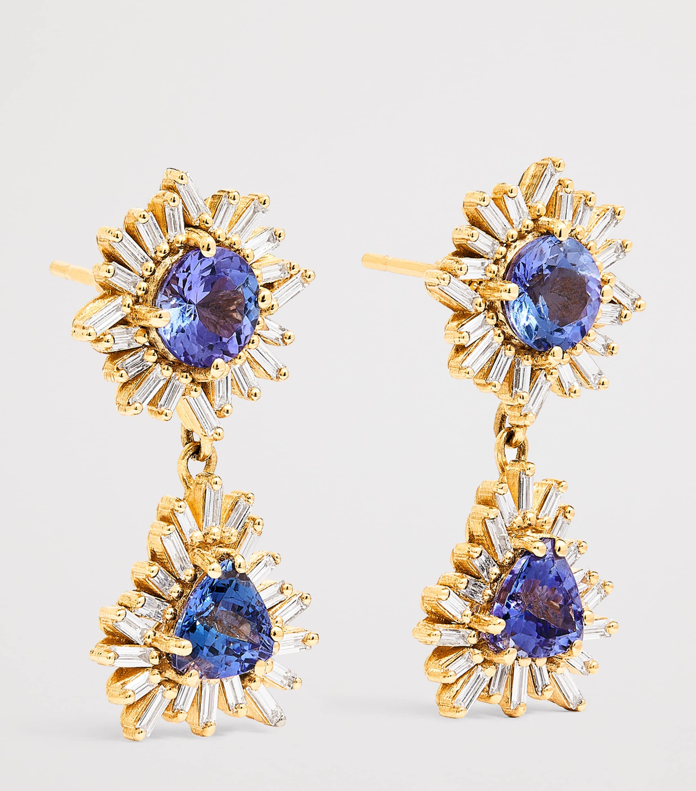 Suzanne Kalan Yellow Gold, Diamond and Blue Sapphire One of a Kind Drop Earrings Yg/bs Image 3