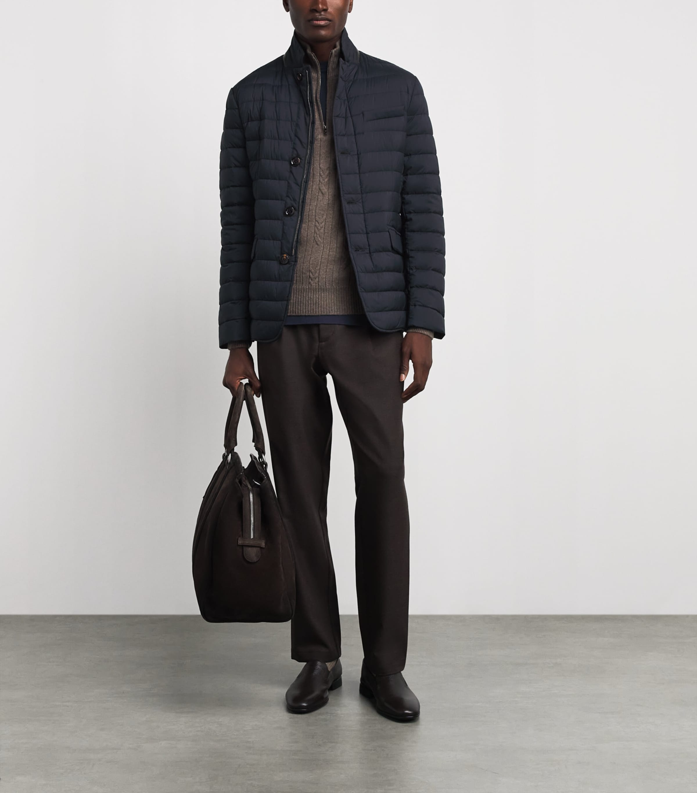 Moorer Mens Quilted Zavyer Jacket Dark Blu Image 2