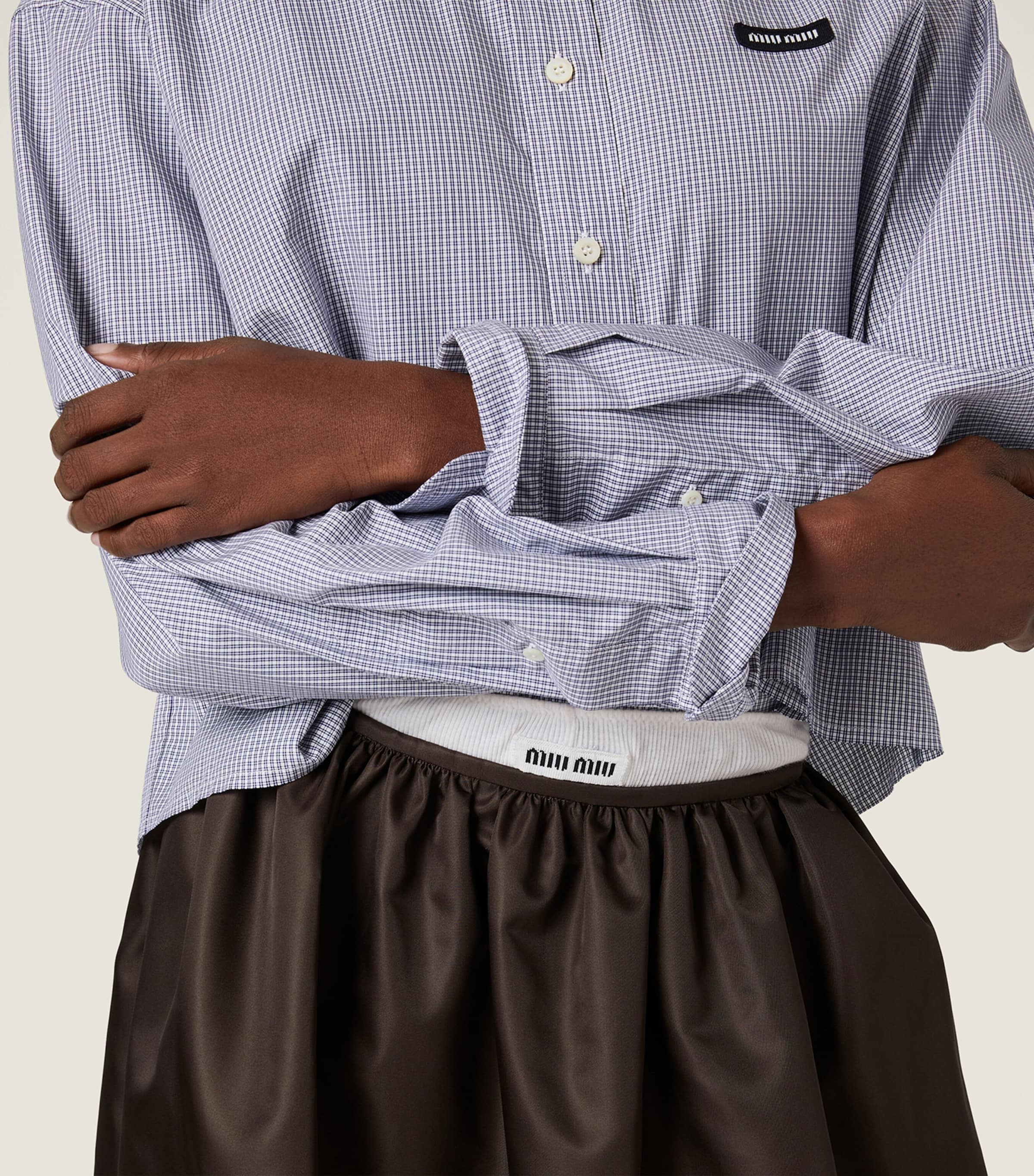 Miu Miu Womens Cotton Poplin Check Shirt Image 4