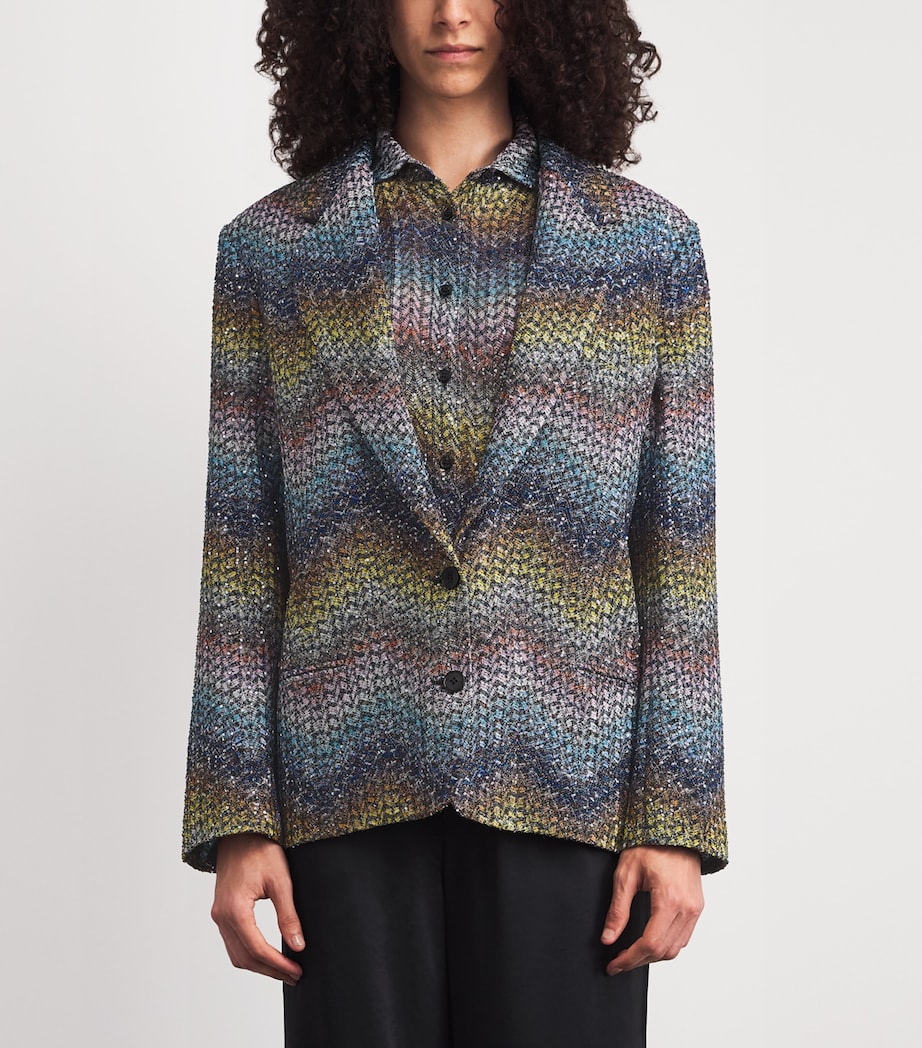 Missoni Womens Sequinned Zigzag Blazer Smsns Mlt Bl Ylw Vlt Image 4