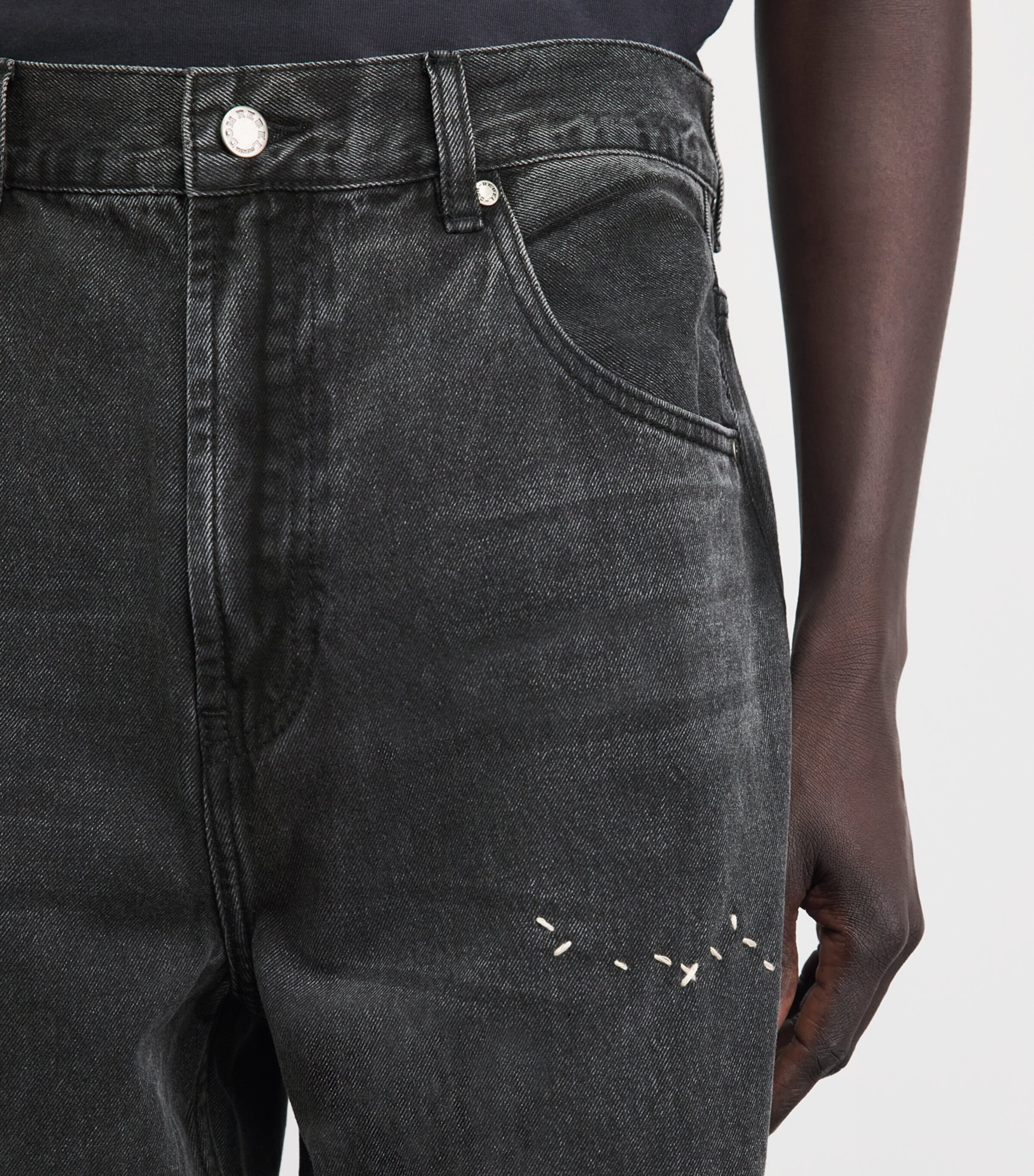 DOMREBEL Mens Jerk Bootcut Jeans Faded Black Image 3