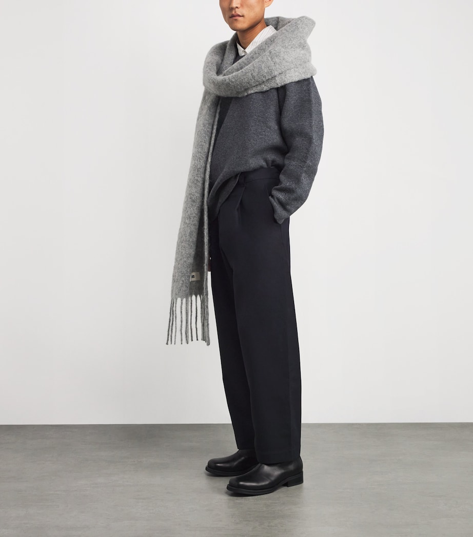 Wool Curved Tapered Trousers DARKEST NAVY Image 2