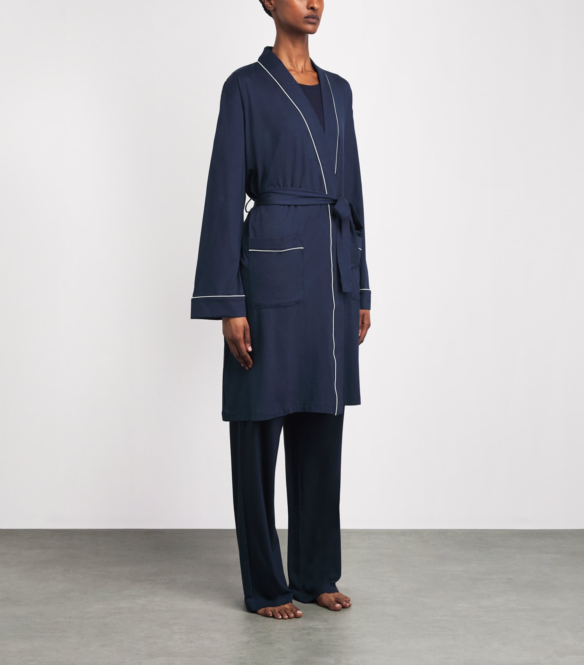 Derek Rose Womens Micro Modal Lara Robe Navy Image 4