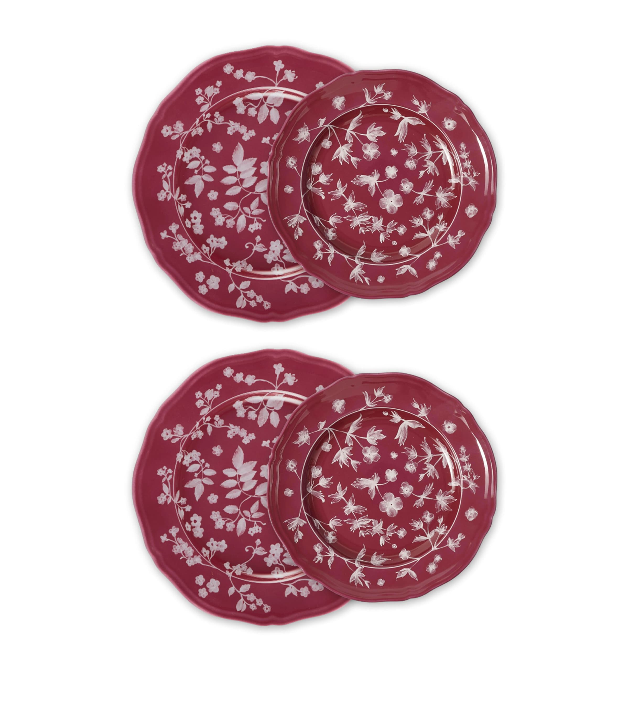 x Ginori 1735 Porcelain Floral Plate Set MAGENTA Image 1