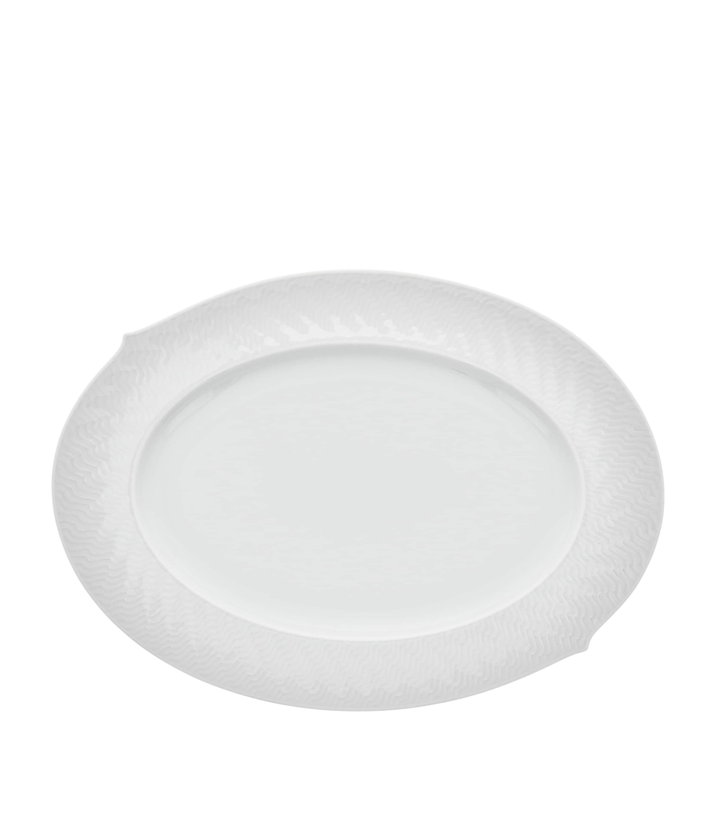 Meissen Porcelain Waves Relief Oval Serving Platter In White