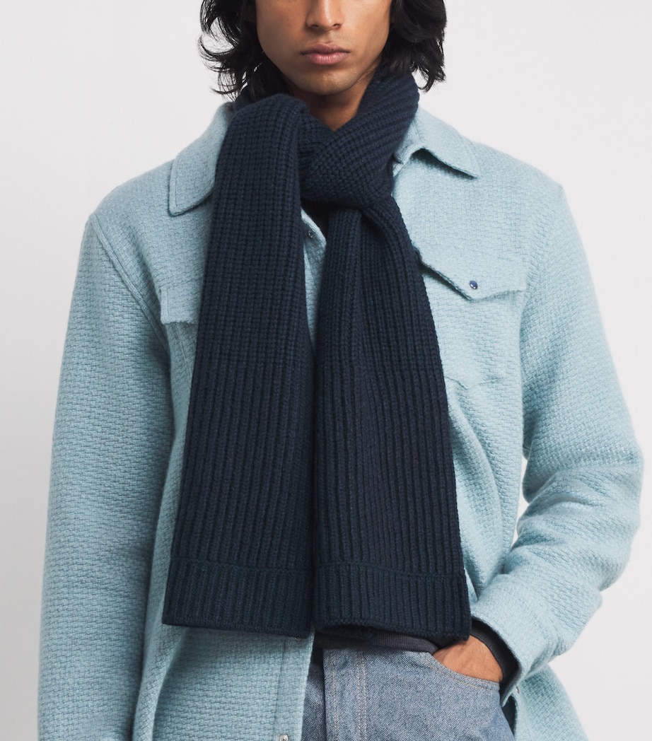 Cashmere Donegal Scarf Q25312 NAVY/GREEN Image 2