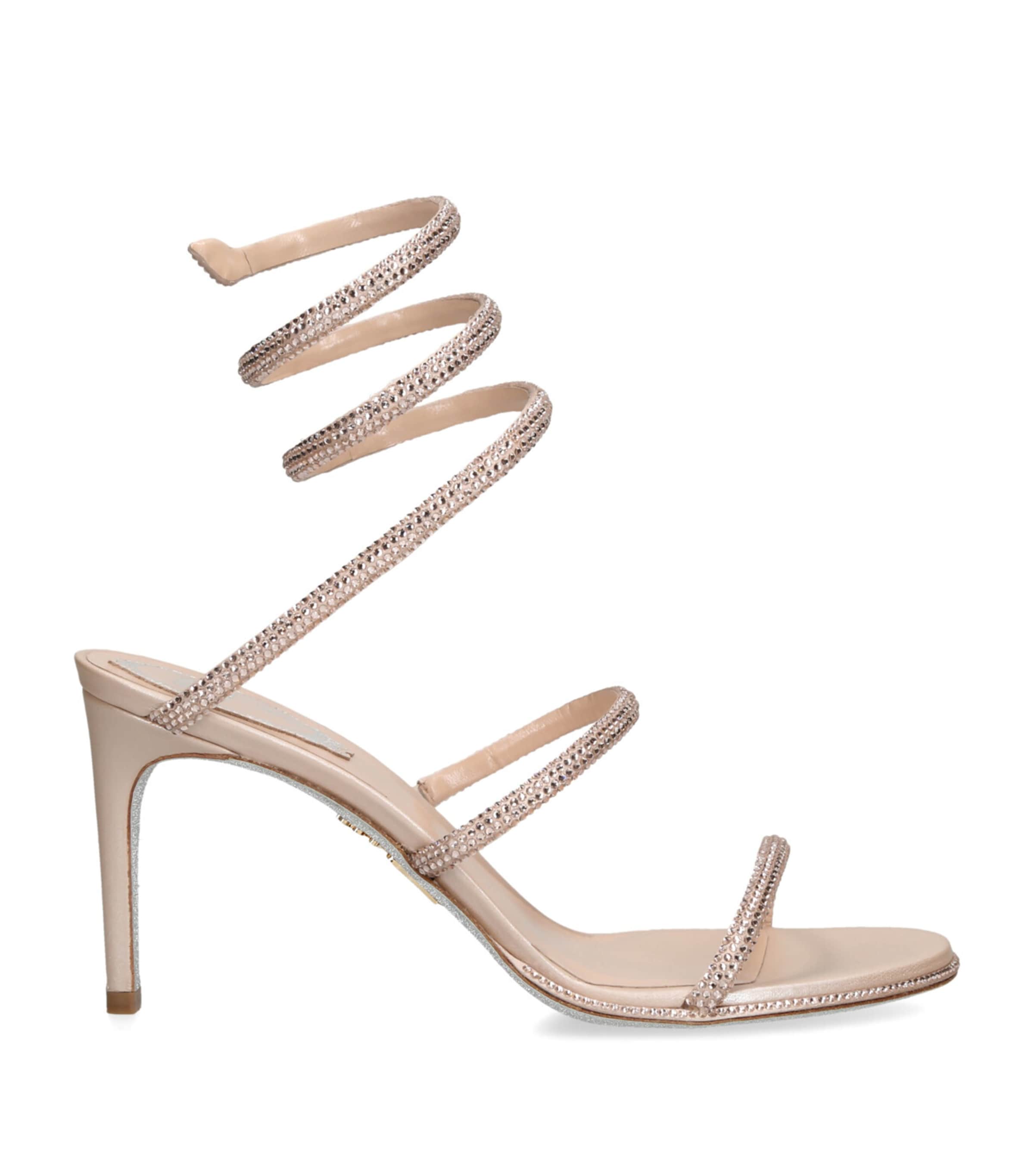 René Caovilla Rene Caovilla Womens Blush Cleo 80 Crystal-embellished Leather Heeled Sandals In Nude
