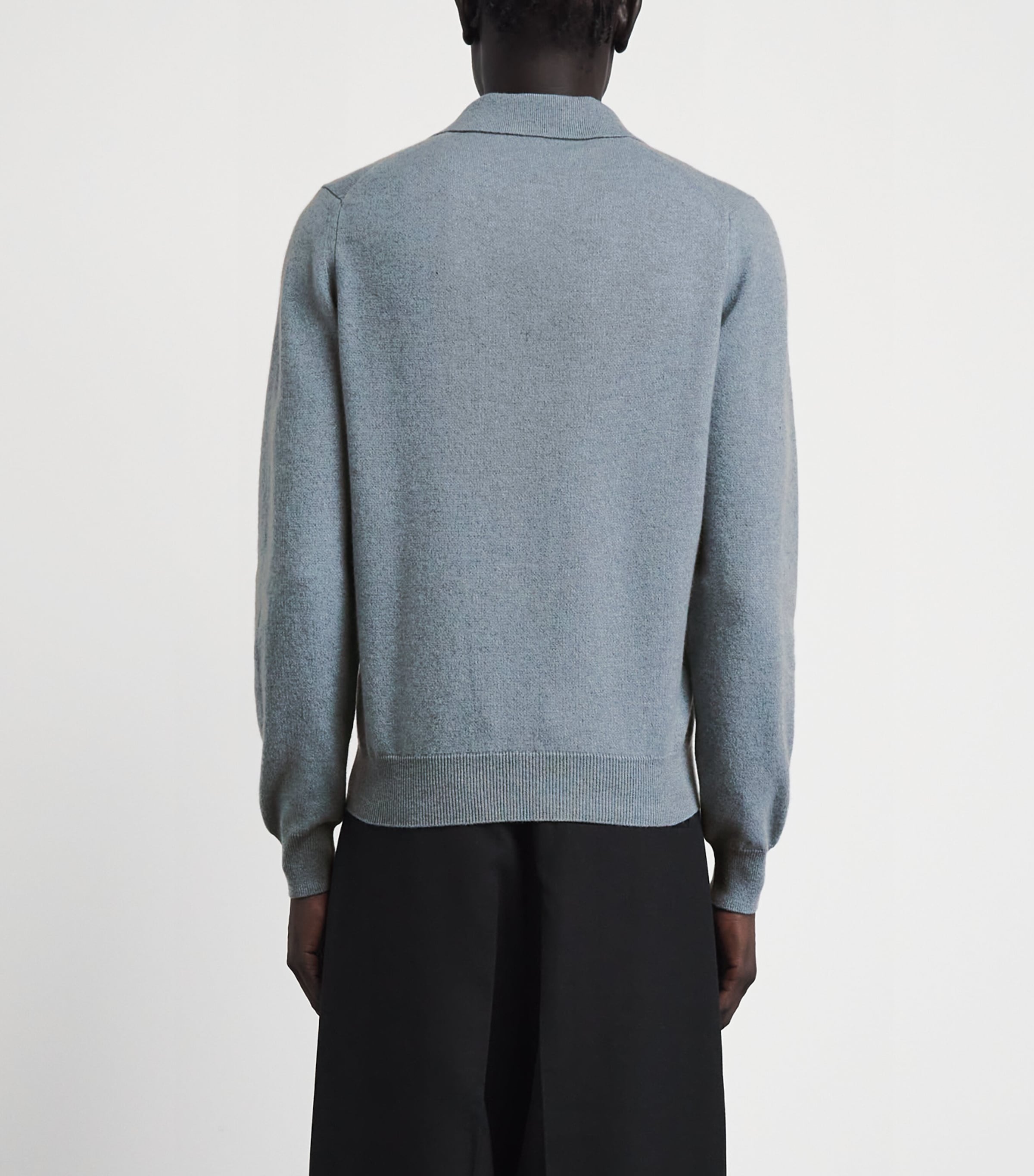 Colombo Mens Kid Cashmere Johnny Collar Sweater Light Blue Image 5
