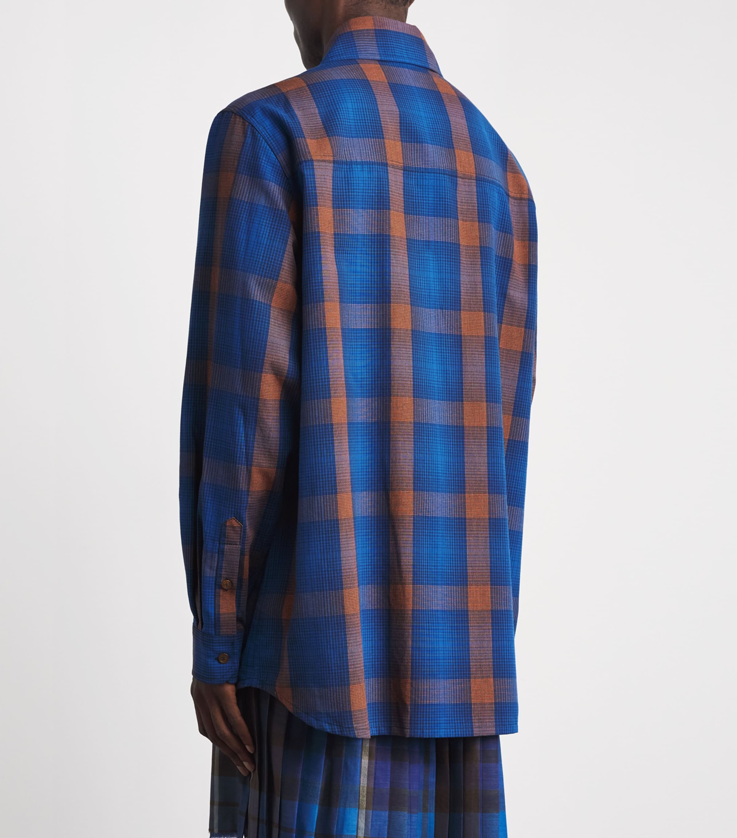 Vivienne Westwood Mens Cotton Flannel Check Achilles Overshirt Navy/rust Image 5