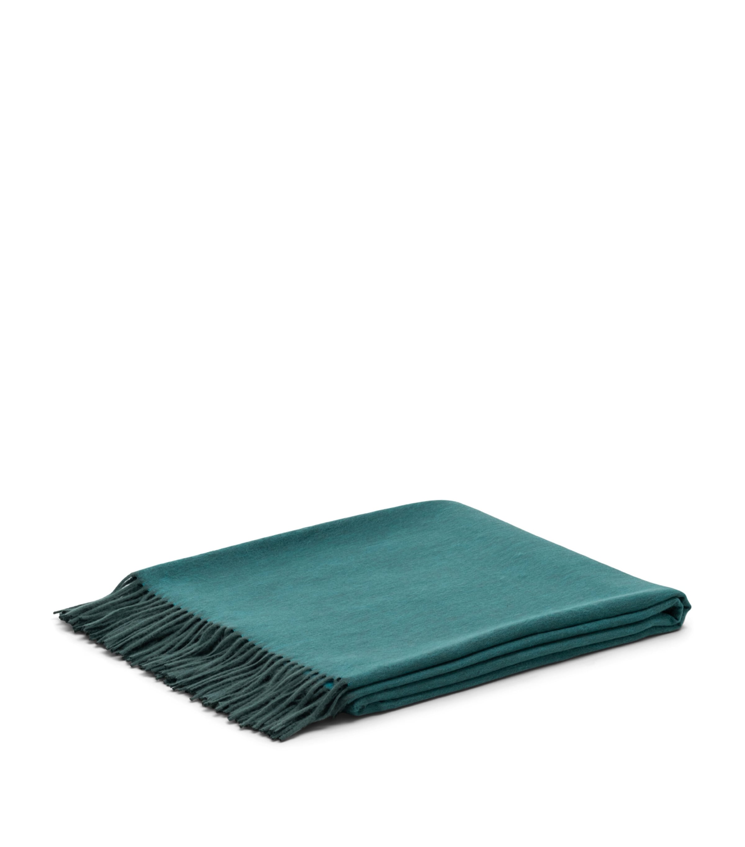 Cashmere Reversible Arran Throw Blanket (147cm x 183cm) SPRUCE TEAL Image 1
