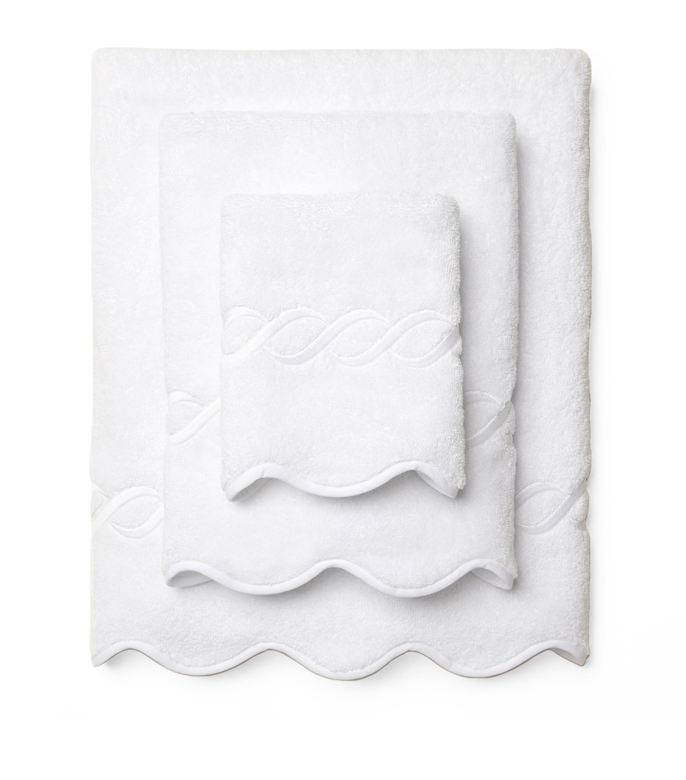 Cotton Treccia Hand Towel (50cm x 75cm) WHITE/WHITE Image 2