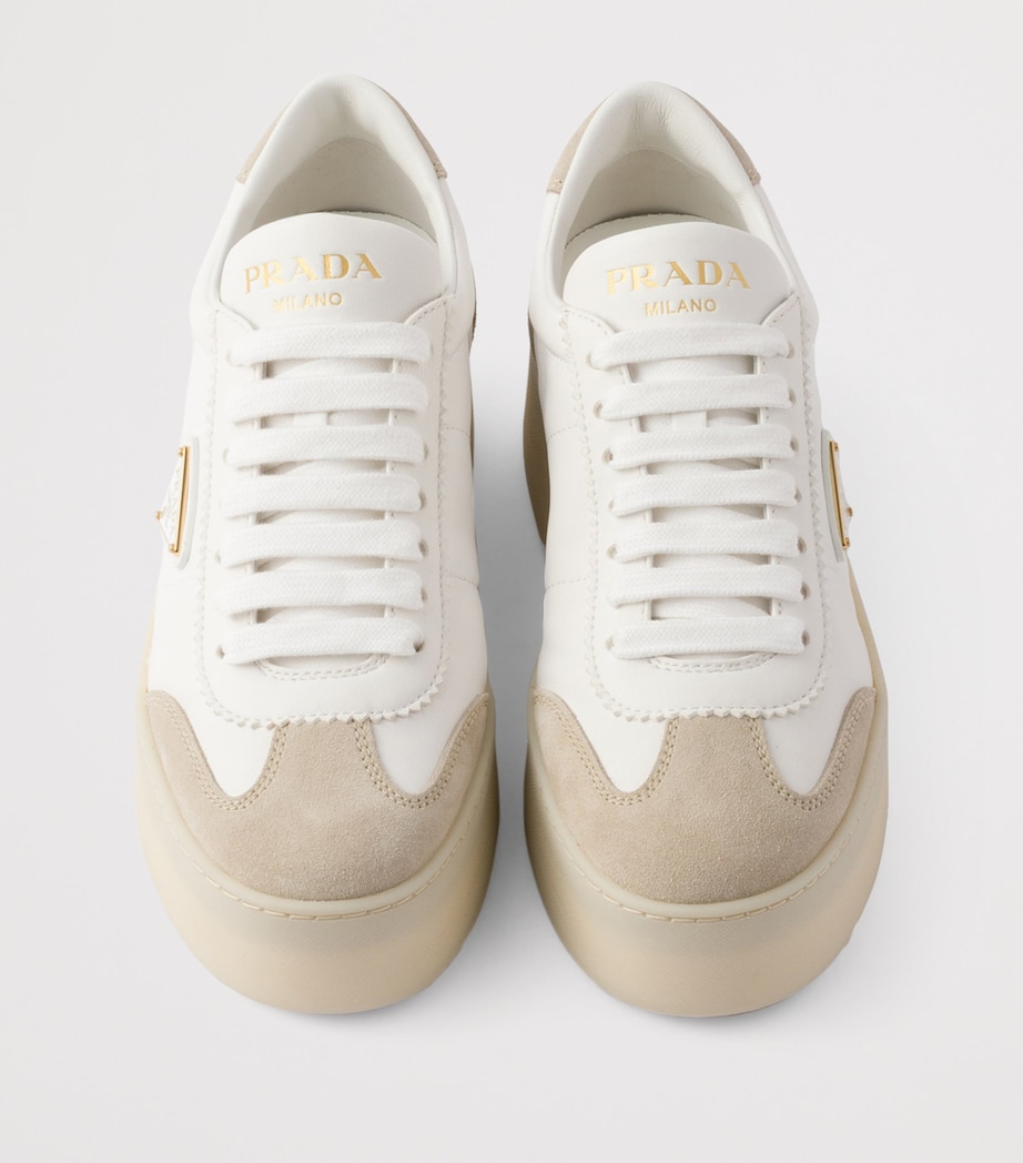 Prada Leather-Suede Downtown Bold Sneakers Image 3