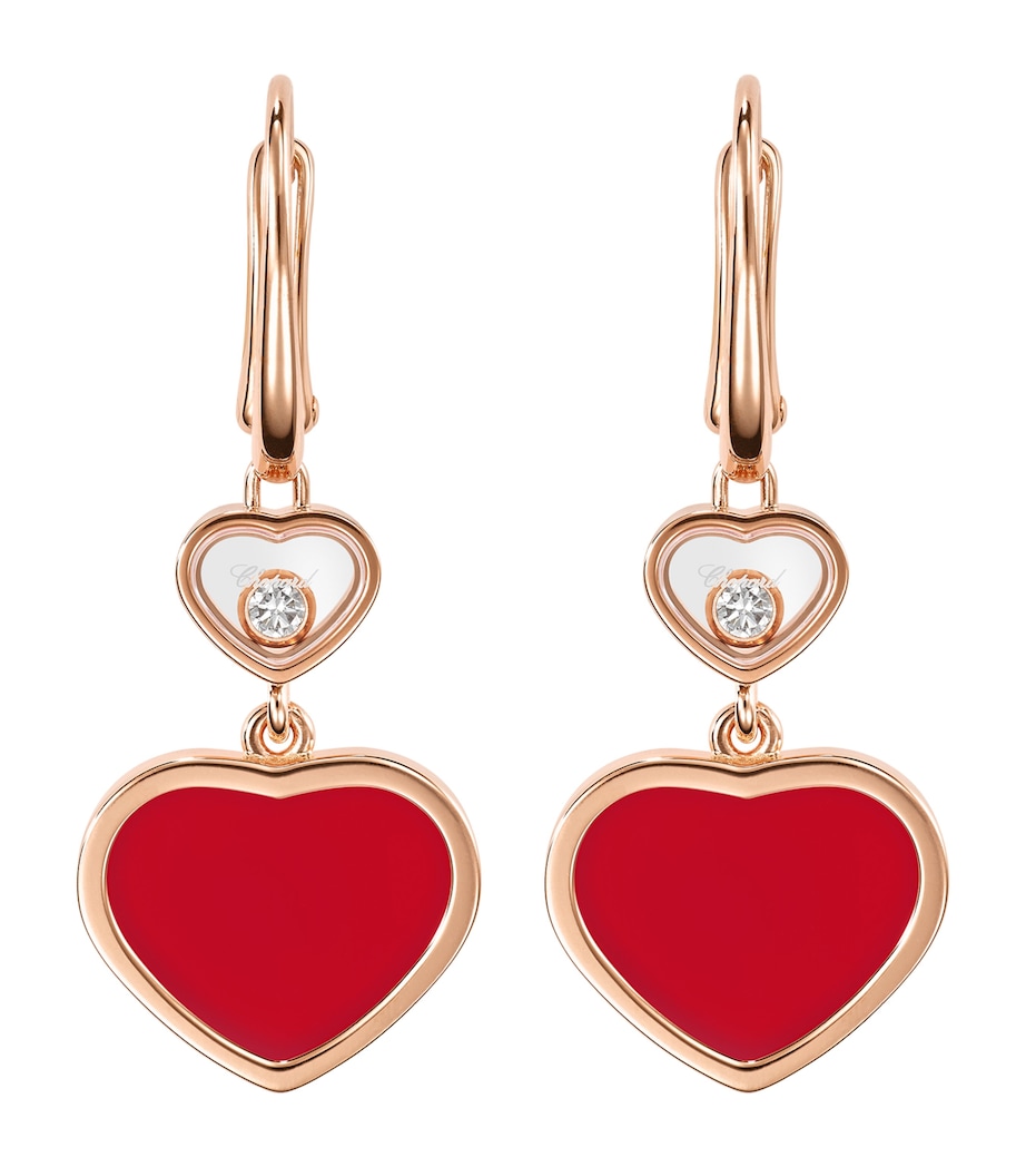 Rose Gold, Carnelian and Diamond Happy Hearts Earrings 18K ROSE GOLD Image 1