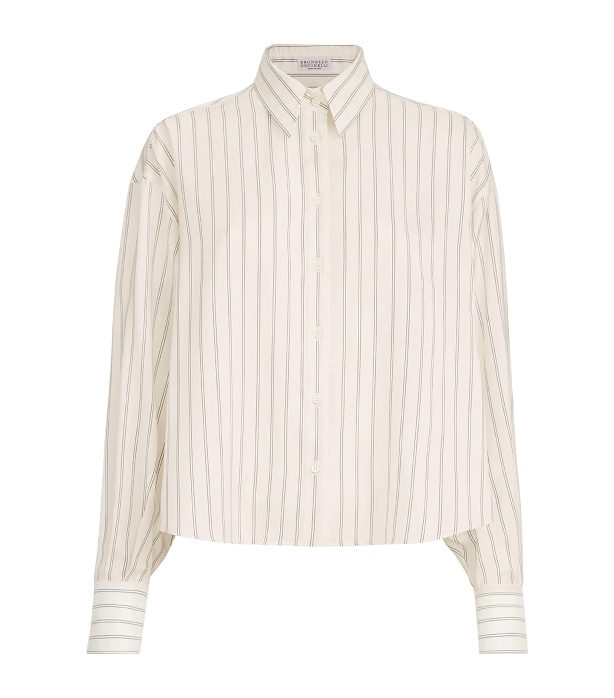 Brunello Cucinelli Womens Silk Stripe Poplin Shirt Image 1