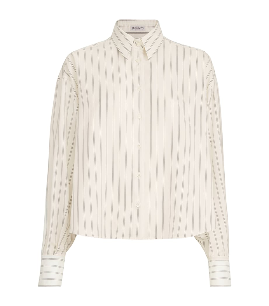 Brunello Cucinelli Womens Silk Stripe Poplin Shirt Image 1
