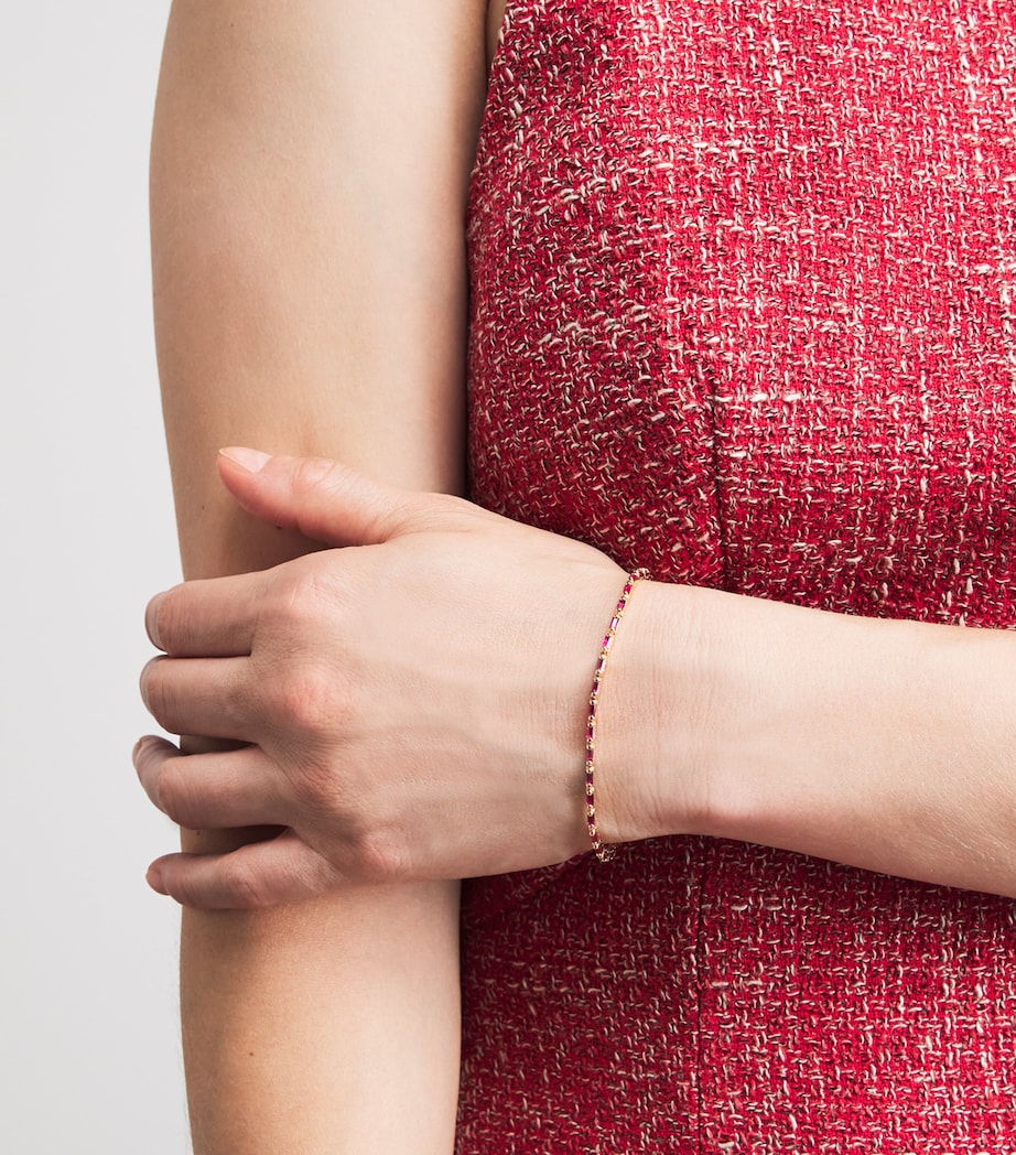 Suzanne Kalan Rose Gold and Ruby Bold Linear Tennis Bracelet Rg/r Image 2