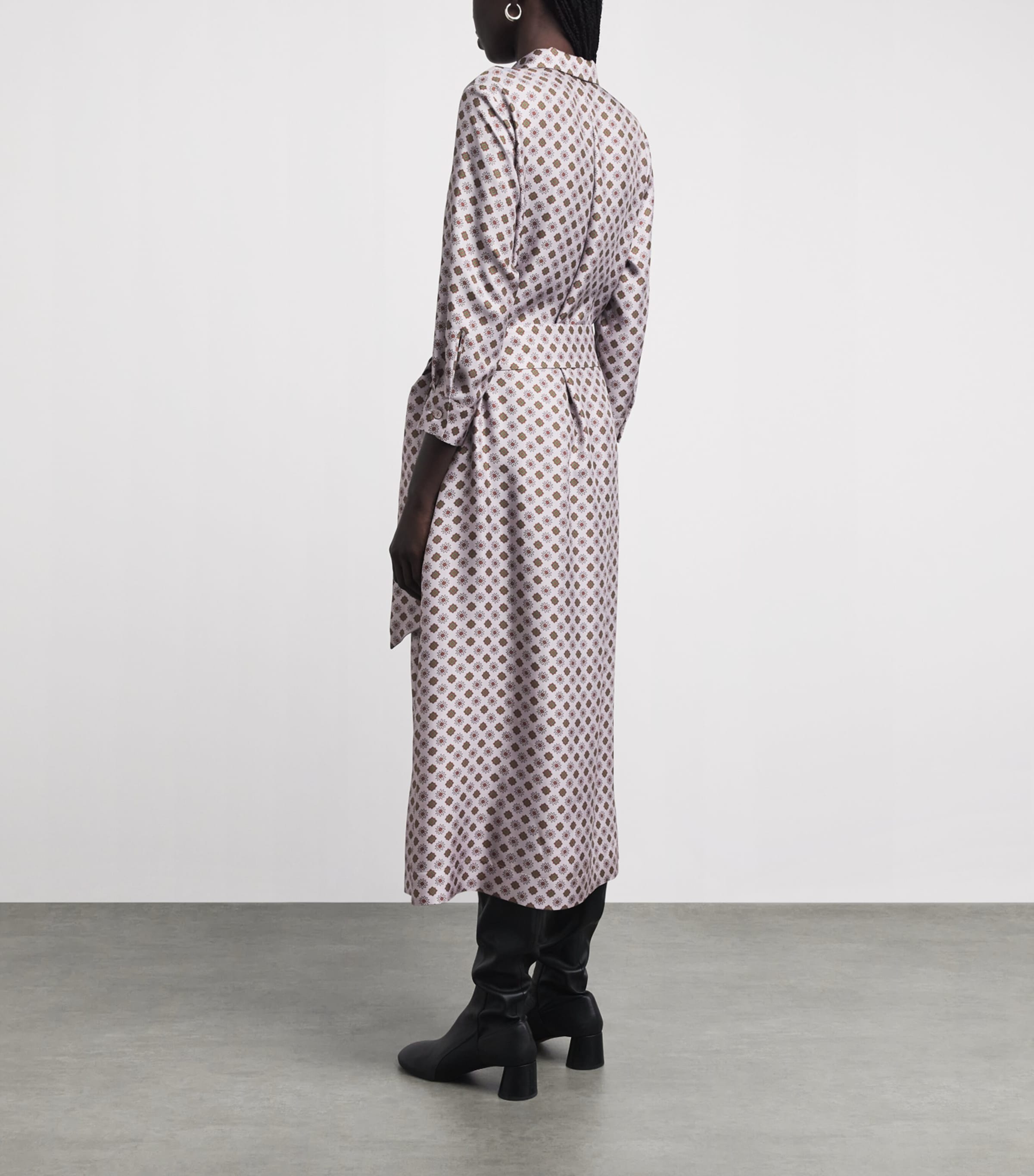 Colombo Womens Silk Printed Midi Shirt Dress Edelweiss Print Image 4