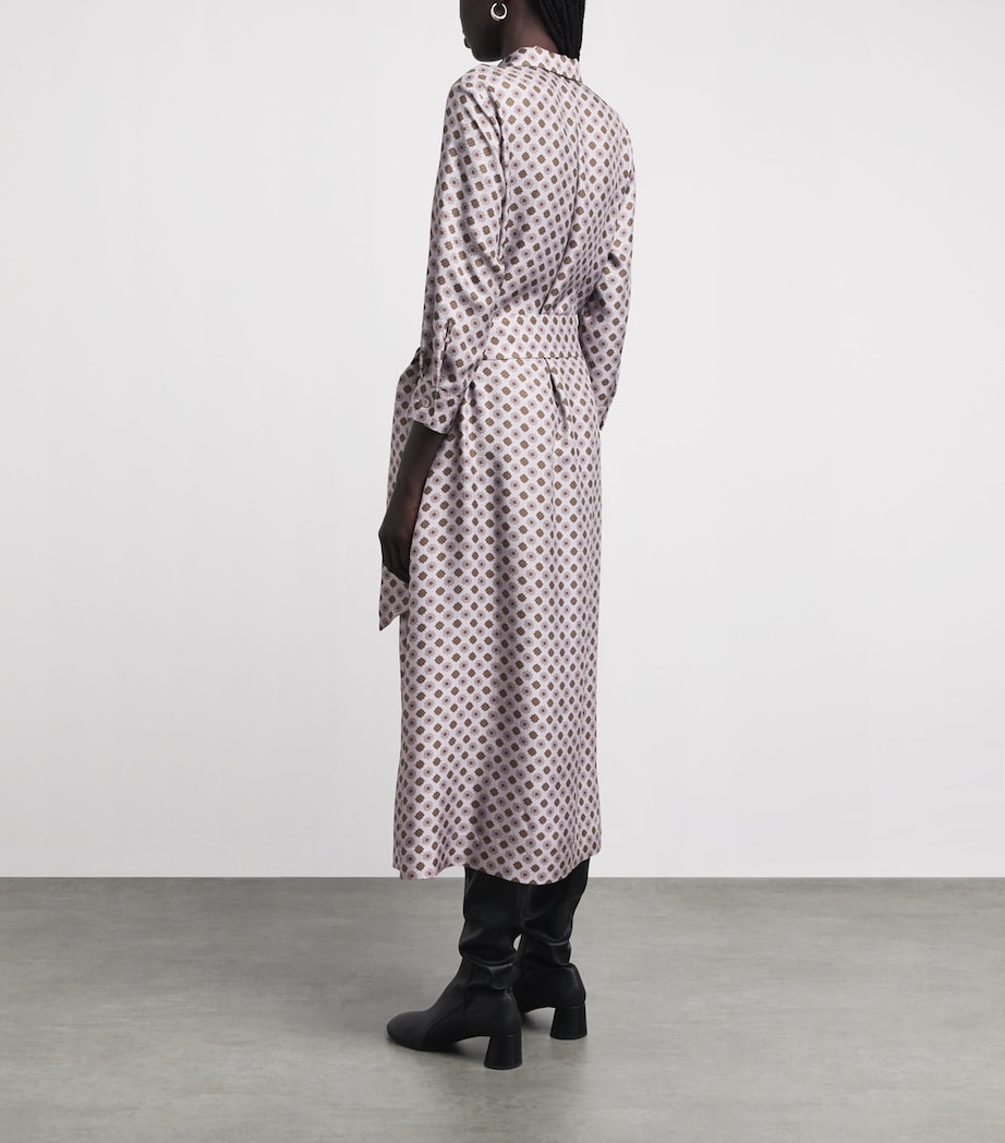 Colombo Womens Silk Printed Midi Shirt Dress Edelweiss Print Image 4