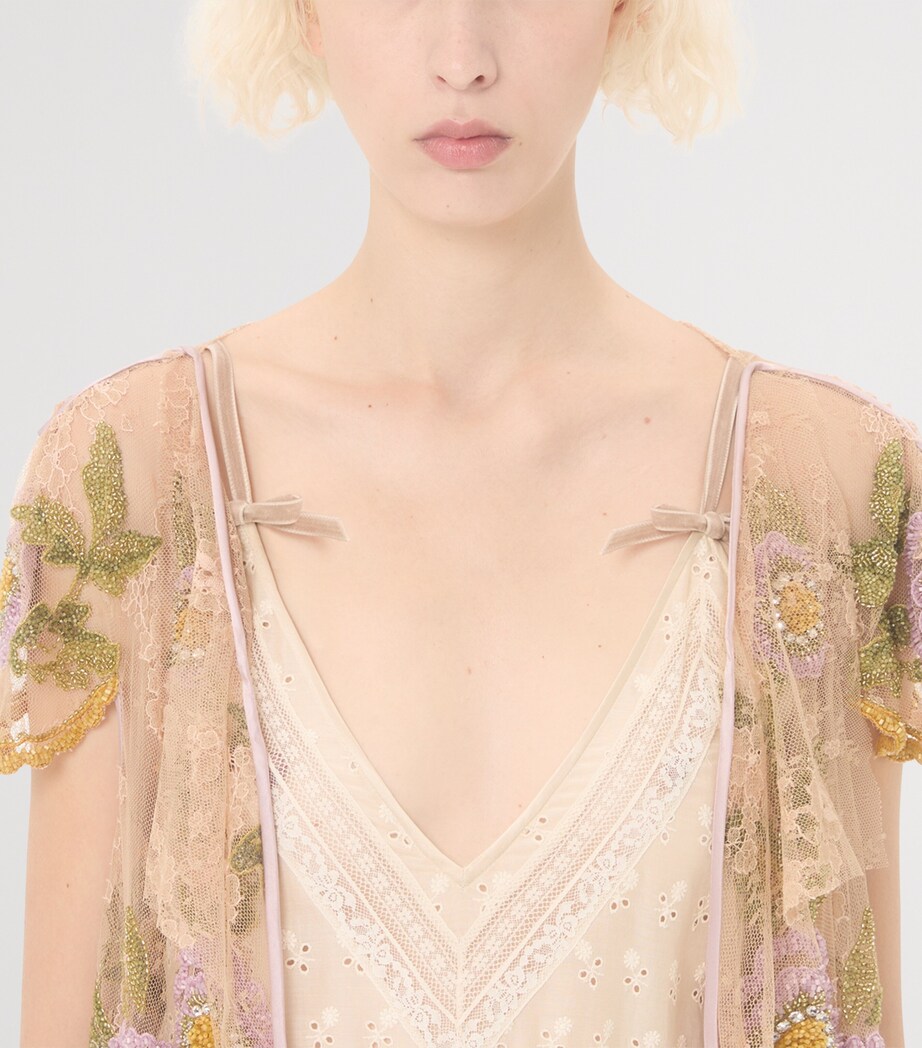 Valentino Womens Cotton Floral Midi Dress Image 7
